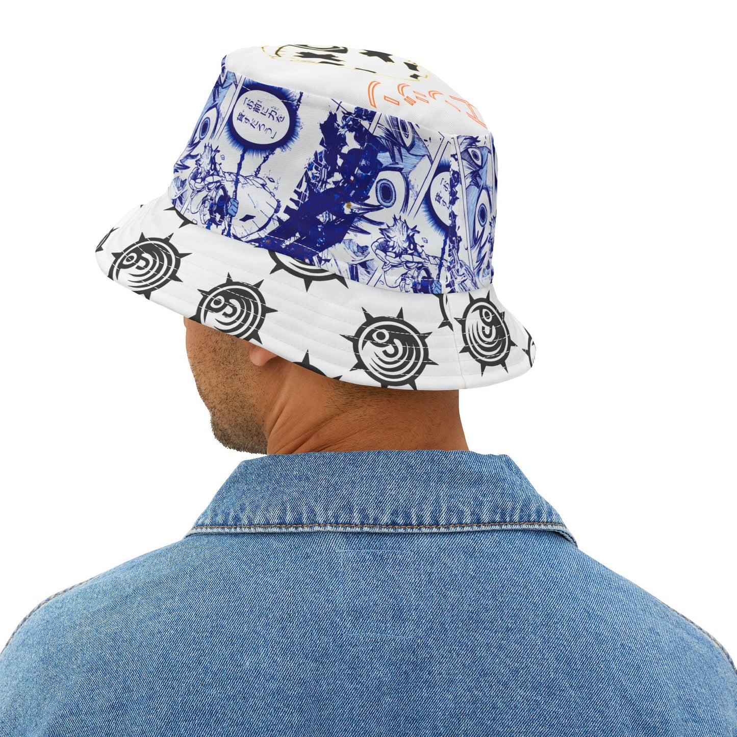 Anime Manga Panel Bucket Hat — Blue Graphic All-Over Print