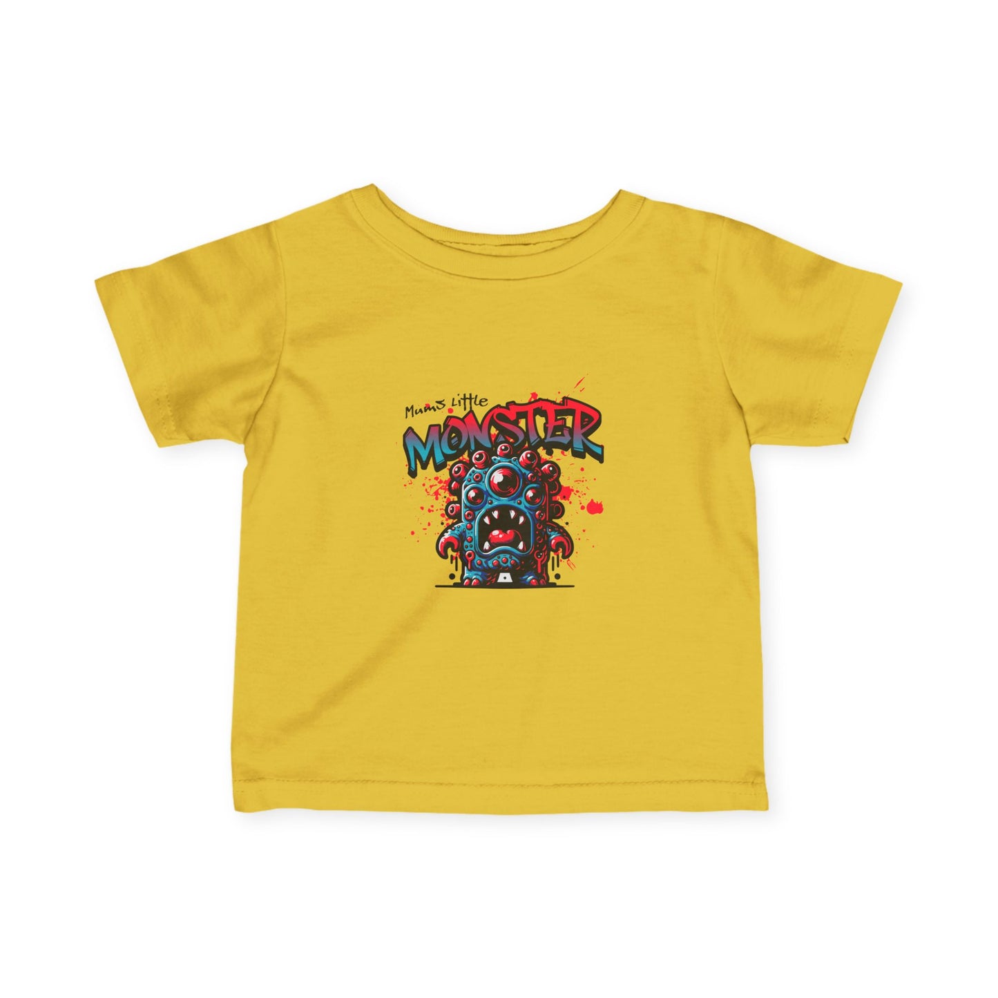 Blue Cute Monster Infant Tee | Cartoon Monster Graphic, Playful Kids Shirt