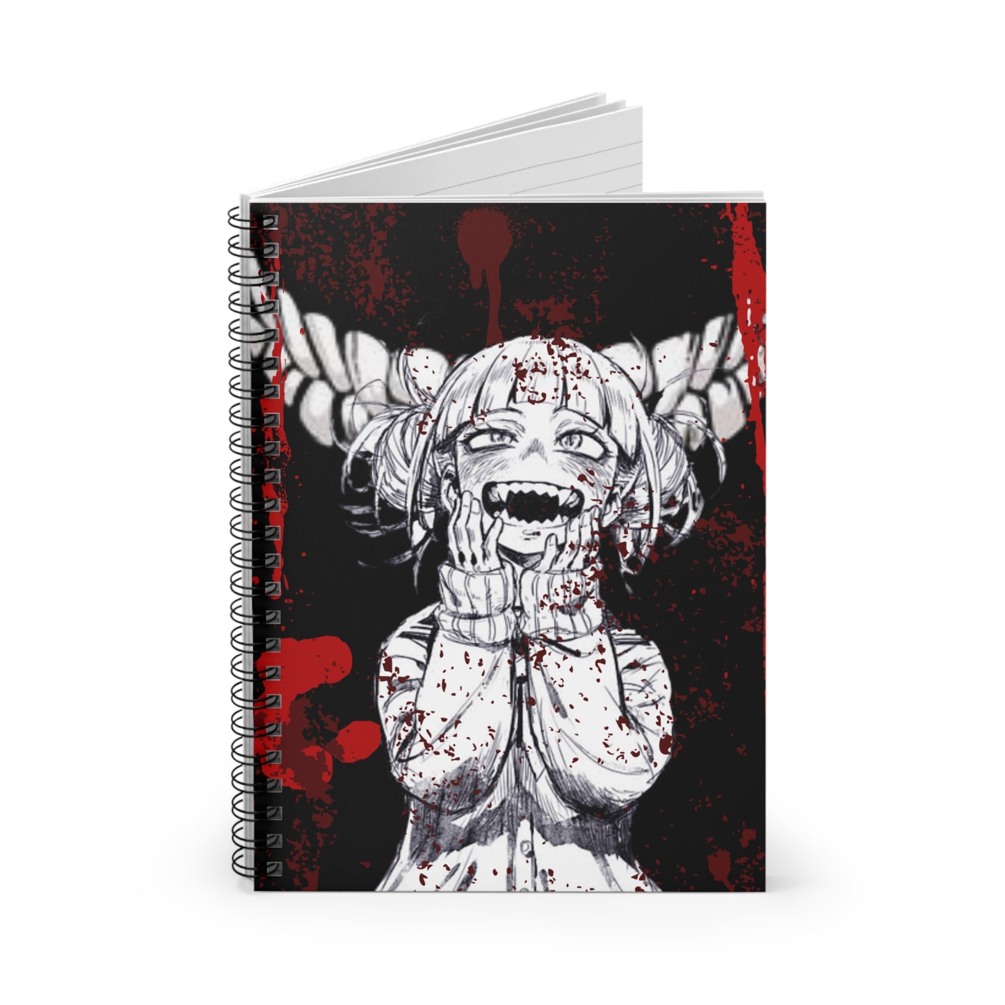 Horror Manga Spiral Notebook — Bloody Anime Girl Design (Ruled)