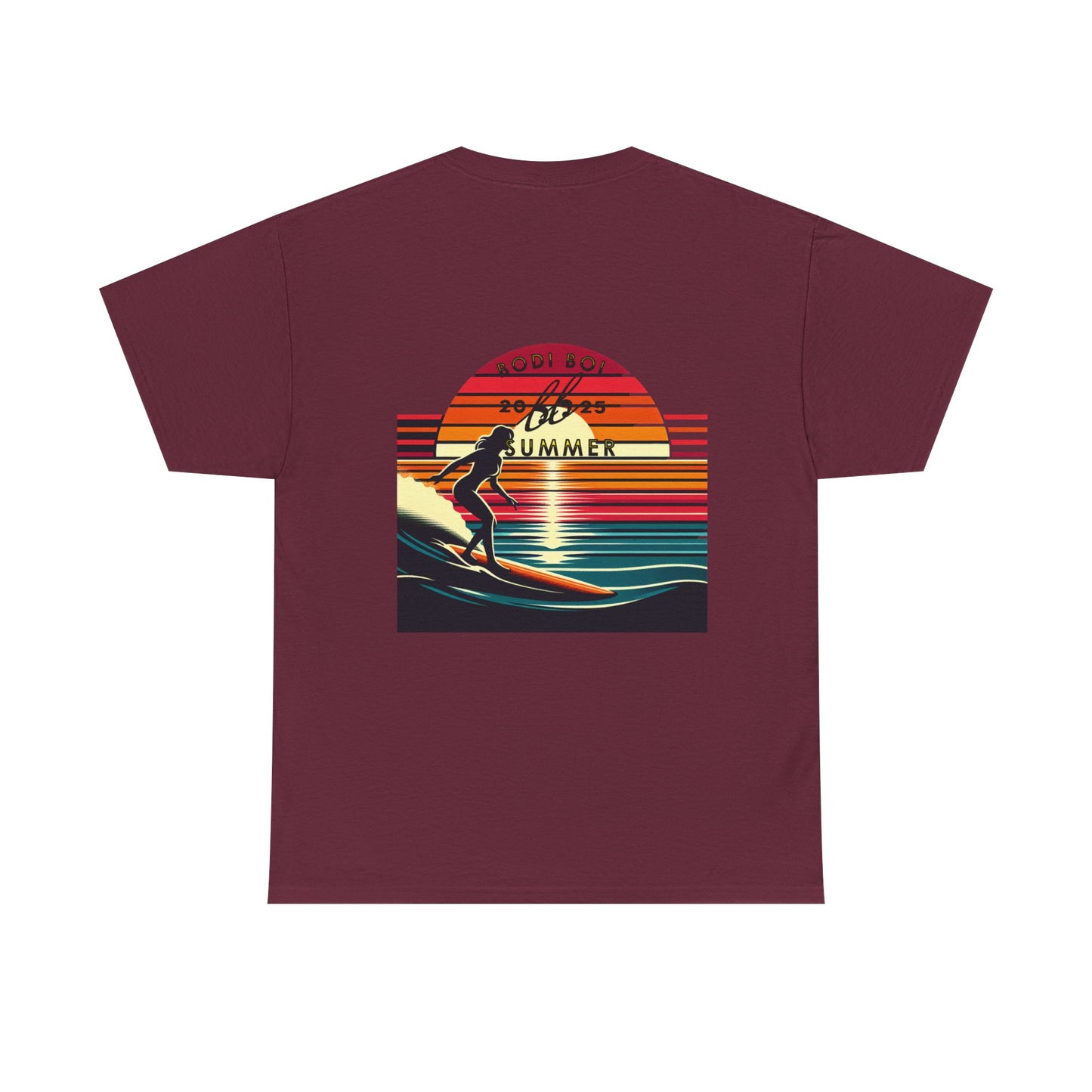 Surf Sunset Unisex Heavy Cotton Tee | Relaxed Summer Vibe, Perfect for Beach Days, Vacation, Gifts, Casual Wear, Fun Times