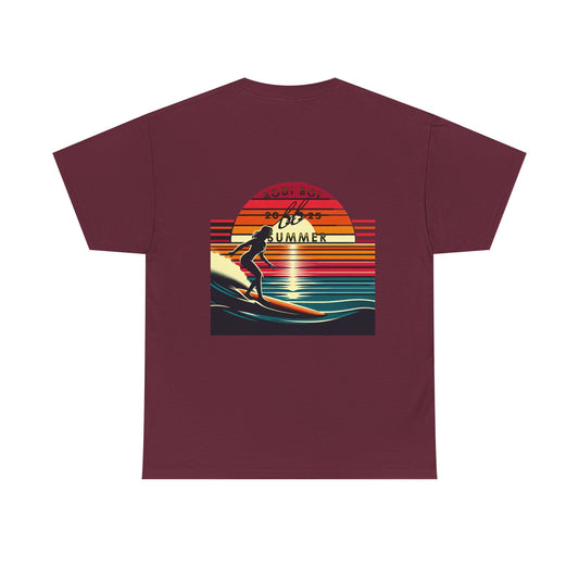 Surf Sunset Unisex Heavy Cotton Tee | Relaxed Summer Vibe, Perfect for Beach Days, Vacation, Gifts, Casual Wear, Fun Times