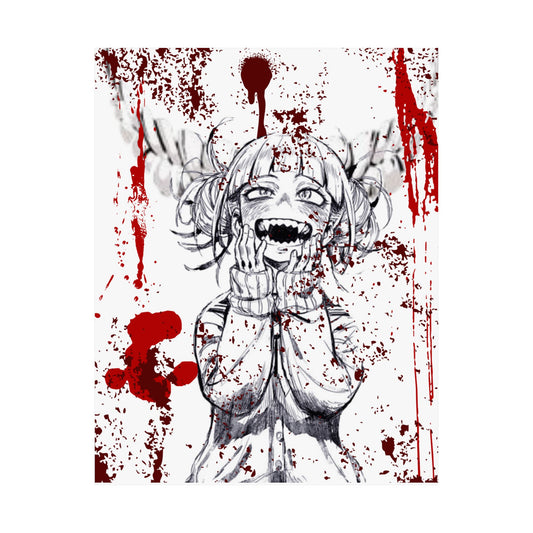 Horror Anime Poster — Bloody Smile Girl Satin Print