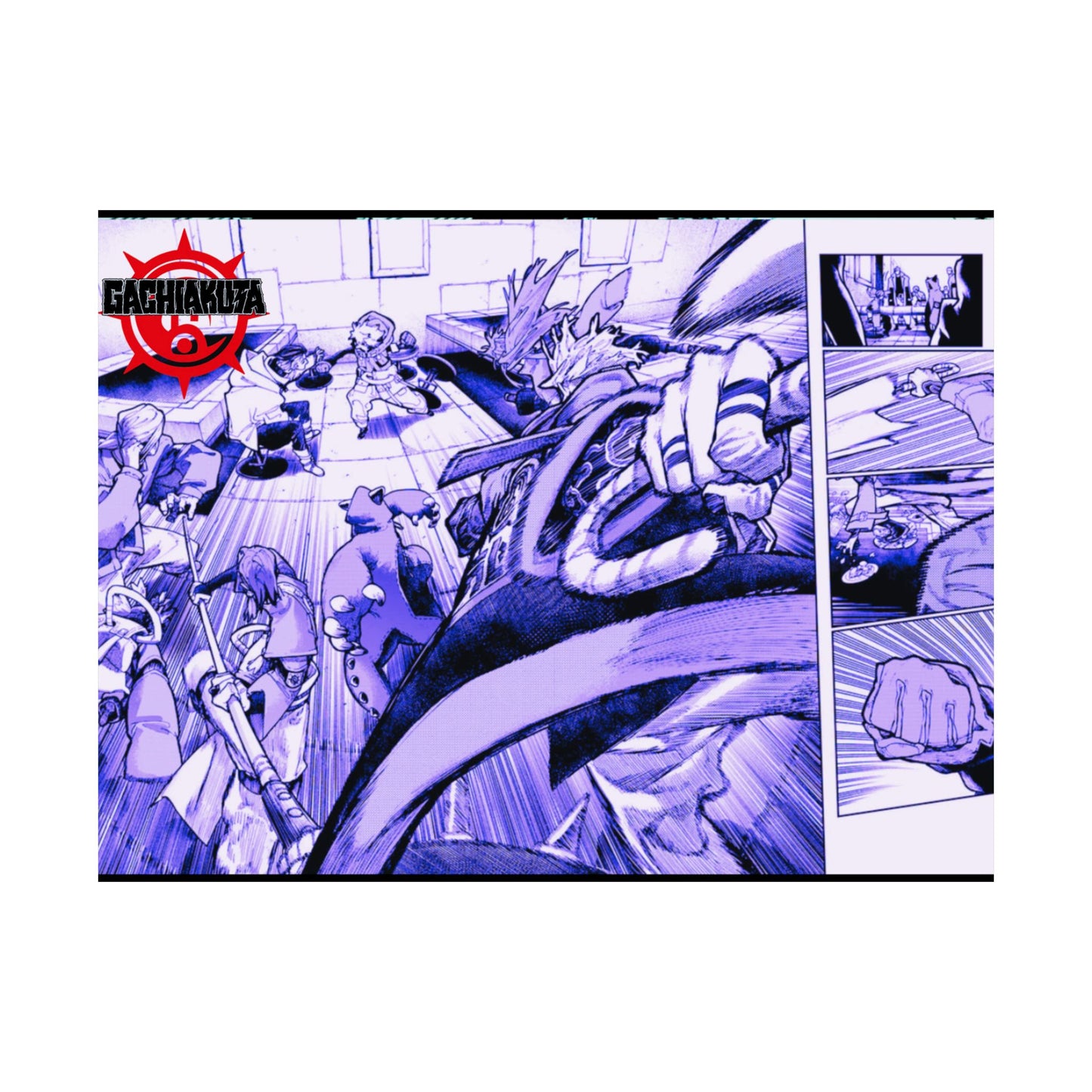 Gachiakauta Fight Scene Matte Horizontal Poster | Action Manga Wall Art
