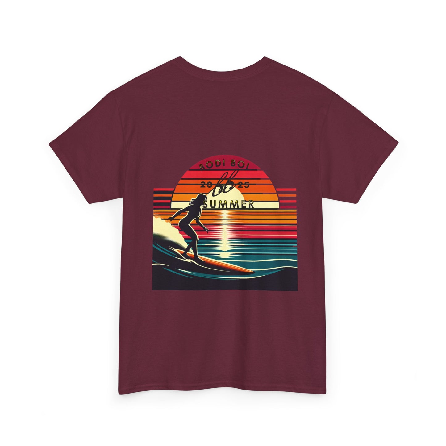 Surf Sunset Unisex Heavy Cotton Tee | Relaxed Summer Vibe, Perfect for Beach Days, Vacation, Gifts, Casual Wear, Fun Times