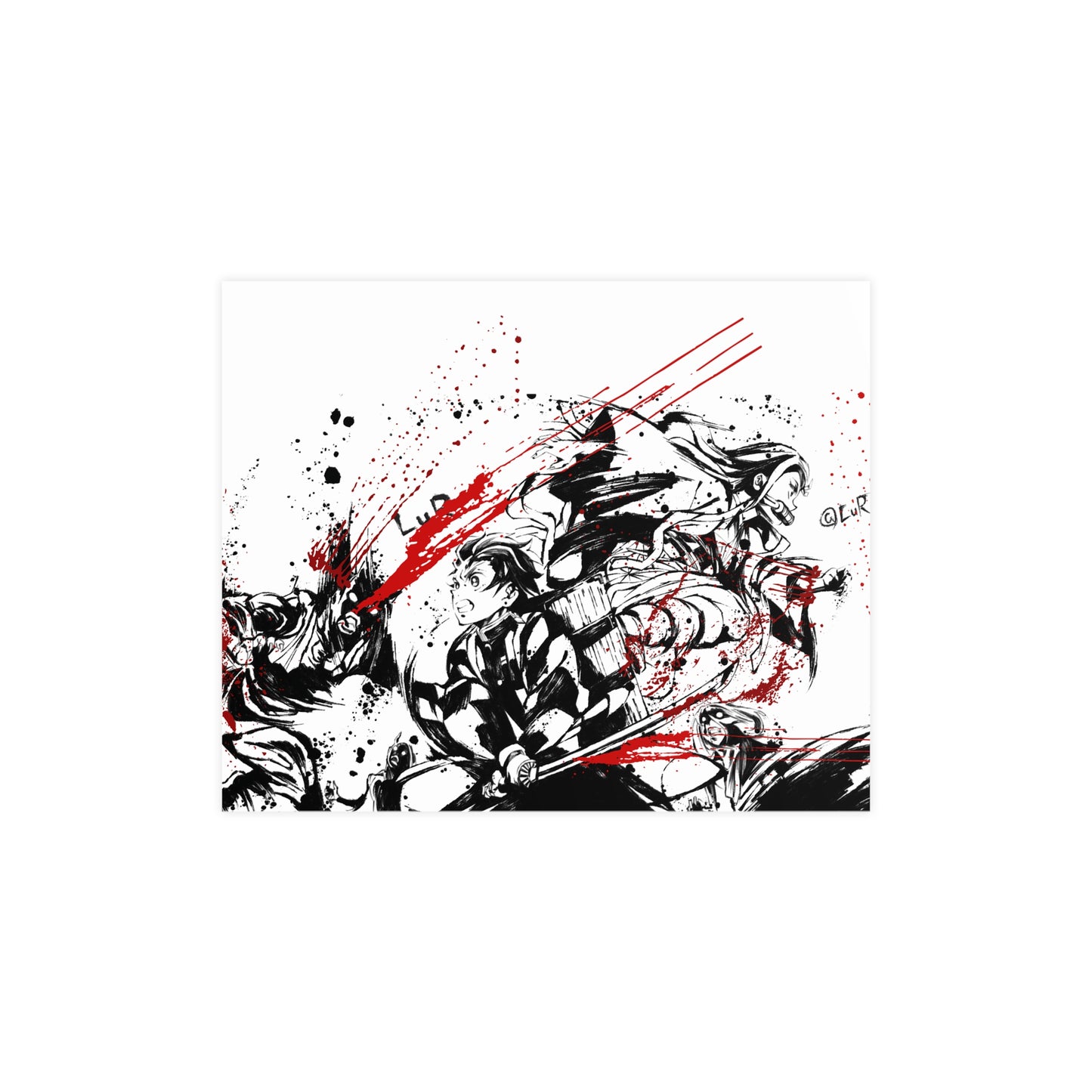Demon Slayer Ink-Splash Matte Poster — Dynamic Anime Wall Art (Vertical & Horizontal)