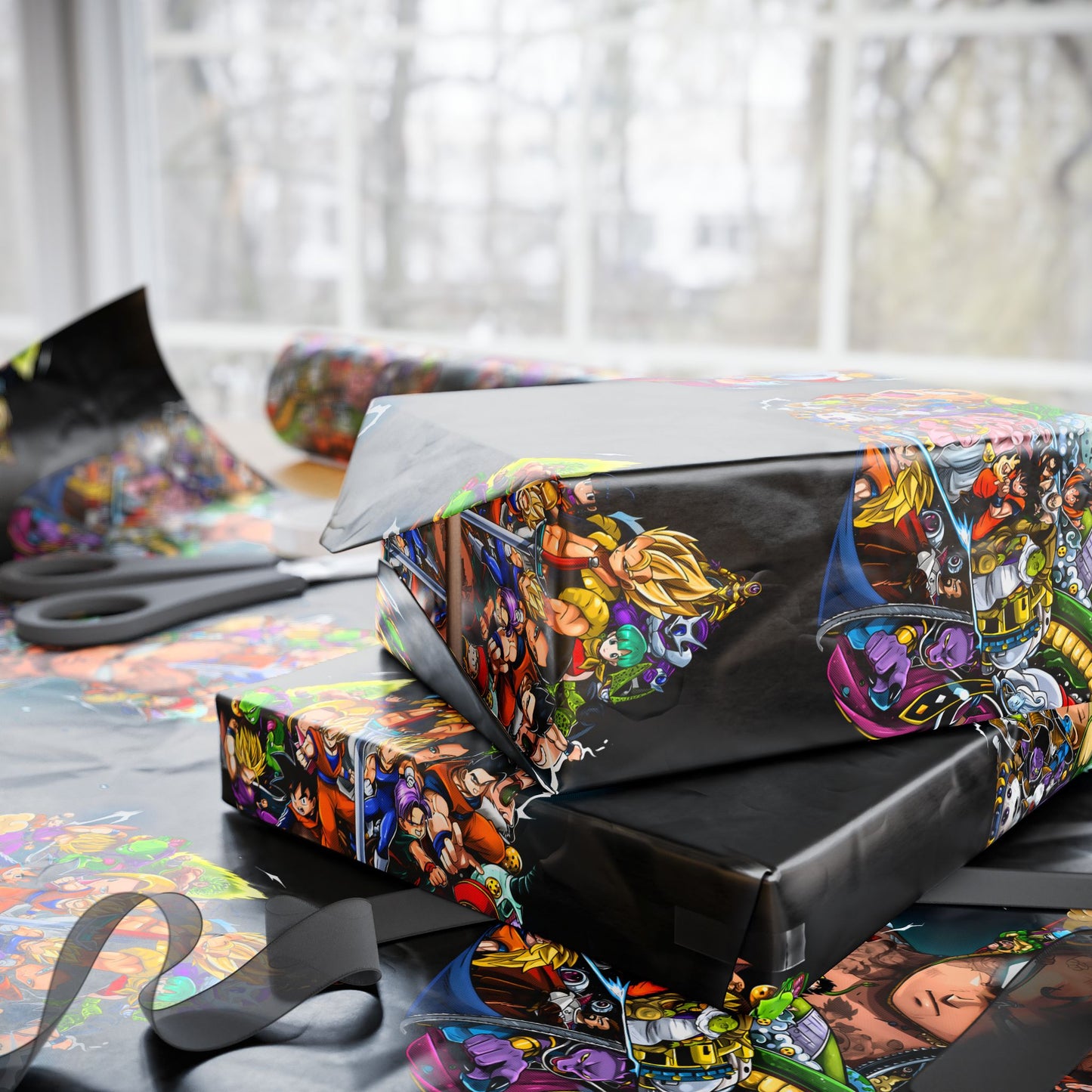 Wrapping Paper Roll — Colorful Anime Collage Gift Wrap