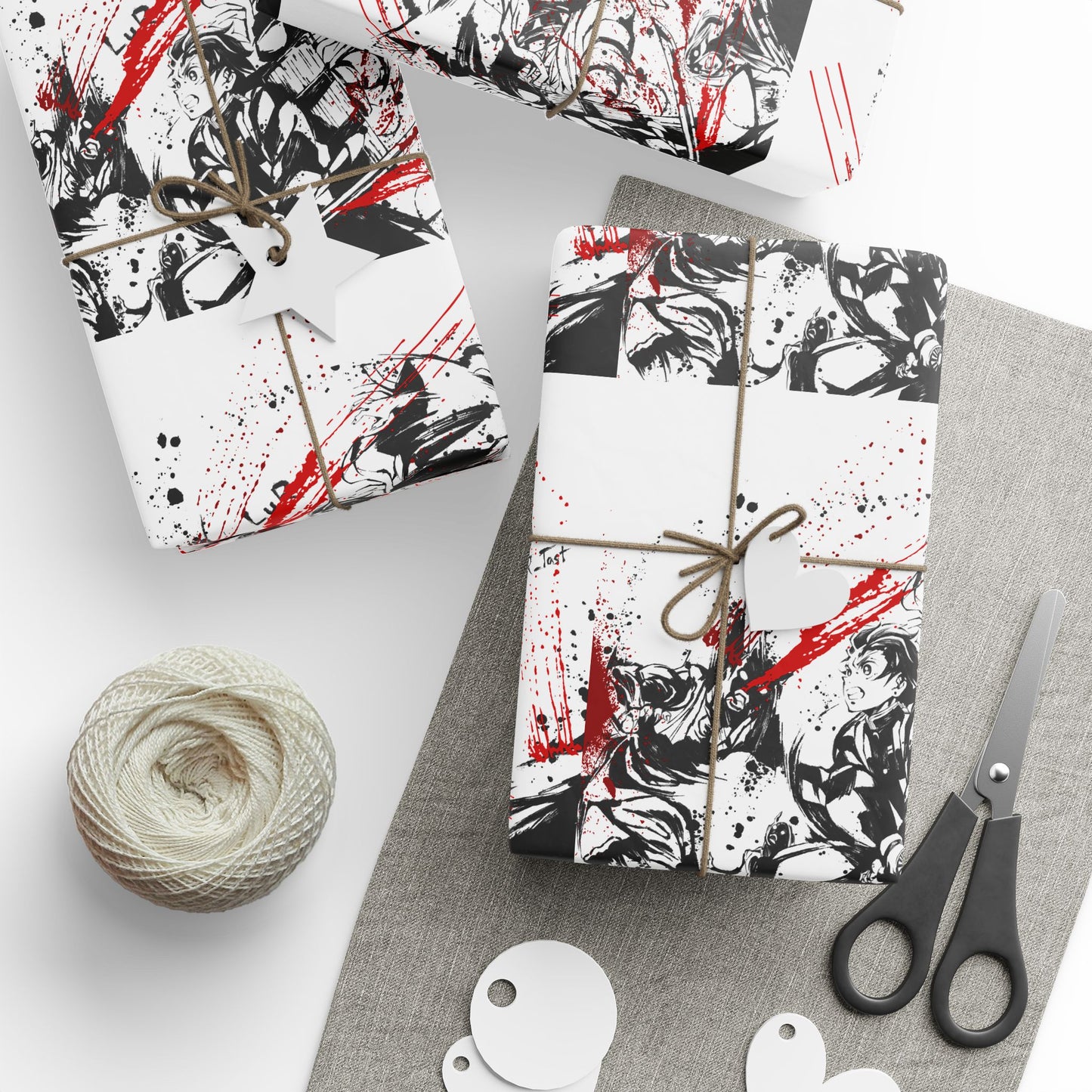 Wrapping Paper — Gothic Skull & Roses Gift Wrap (Halloween Valentine Crossover)