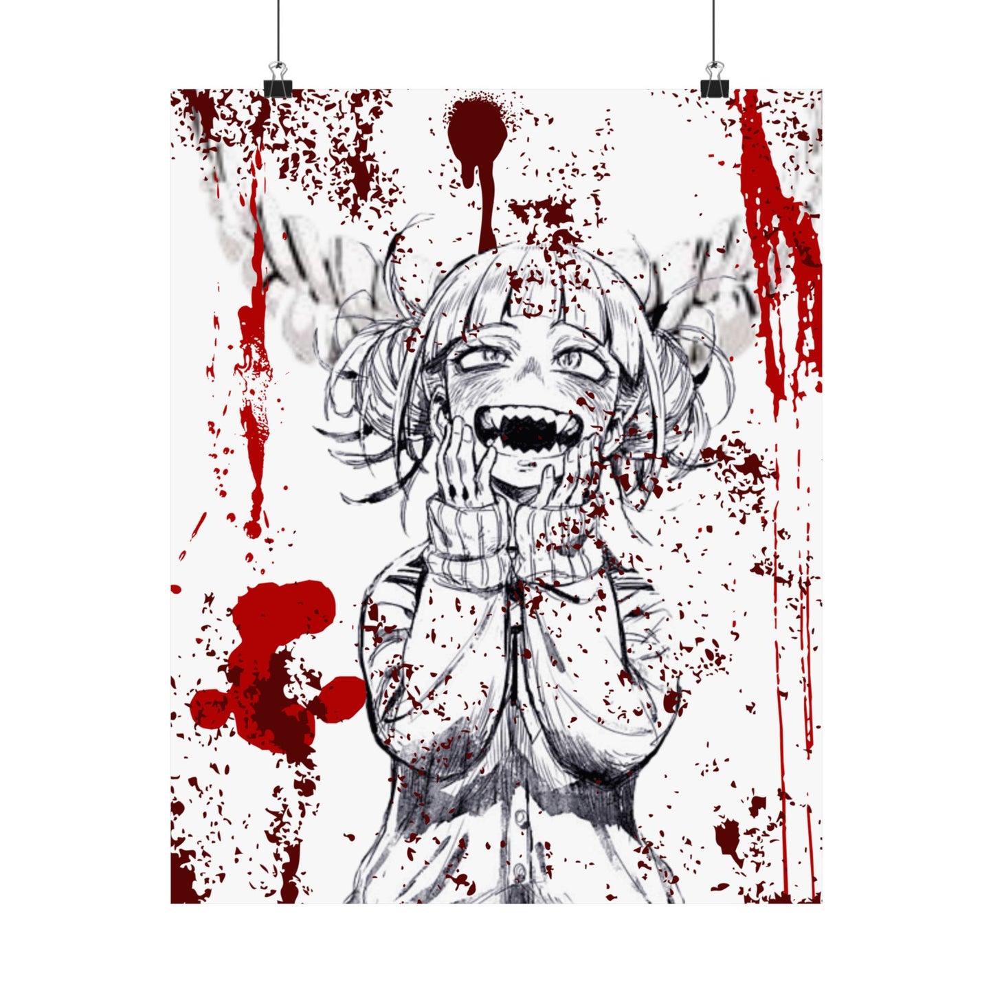 Horror Anime Poster — Bloody Smile Girl Satin Print