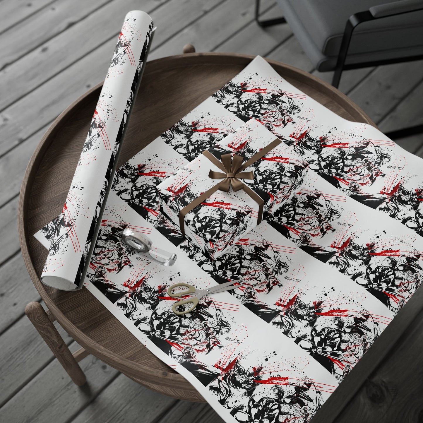 Wrapping Paper — Gothic Skull & Roses Gift Wrap (Halloween Valentine Crossover)