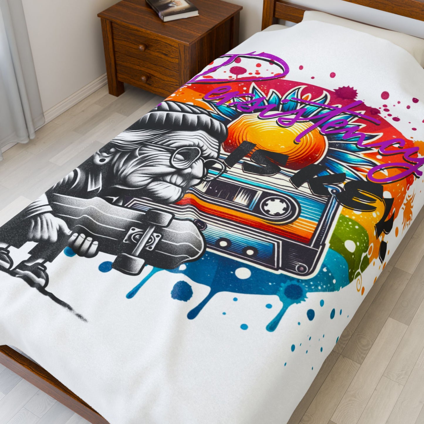 Colorful Skateboarder Velveteen Plush Blanket, Cozy