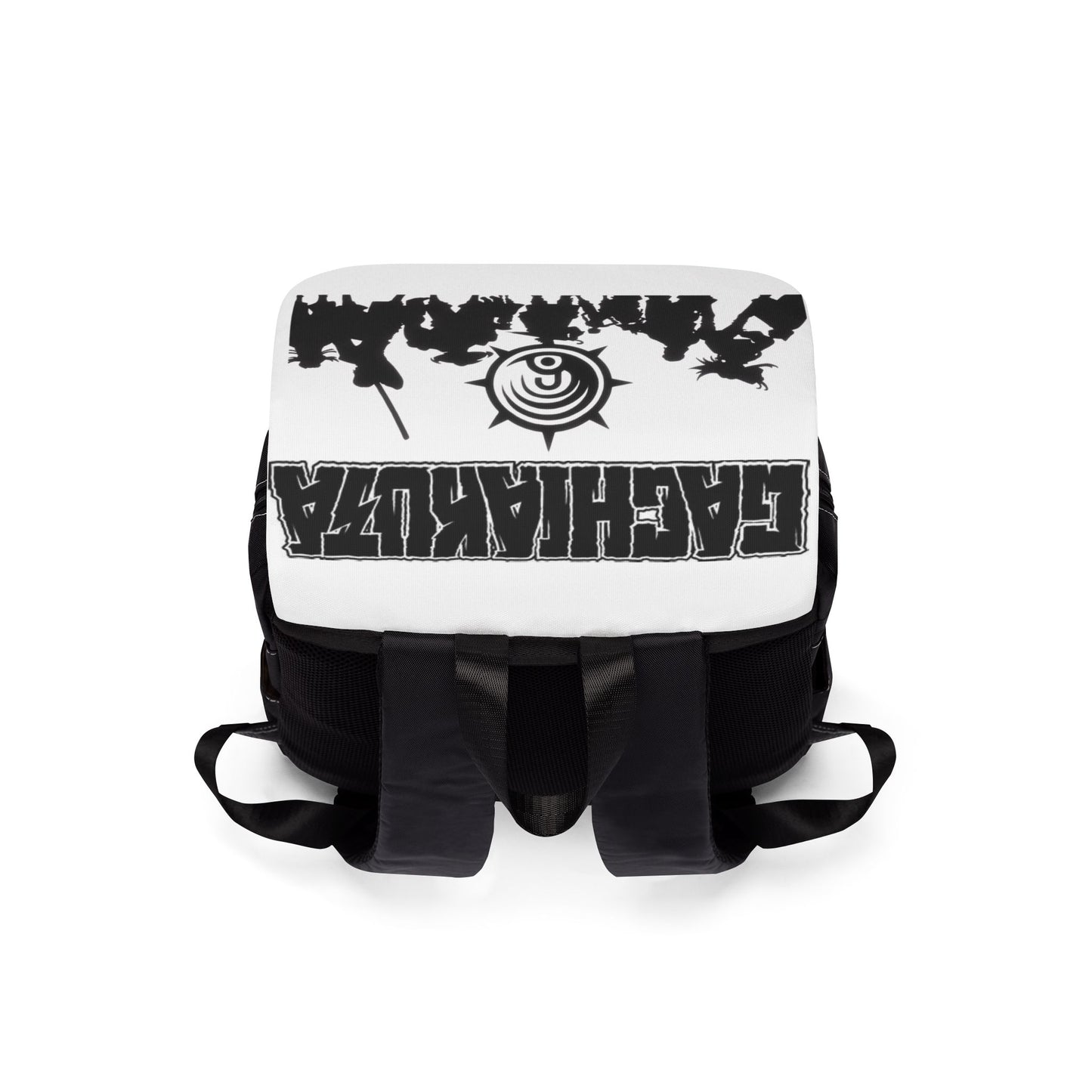 Gachiakuta Silhouette Crew Backpack  Black White Symbol Flap Backpack