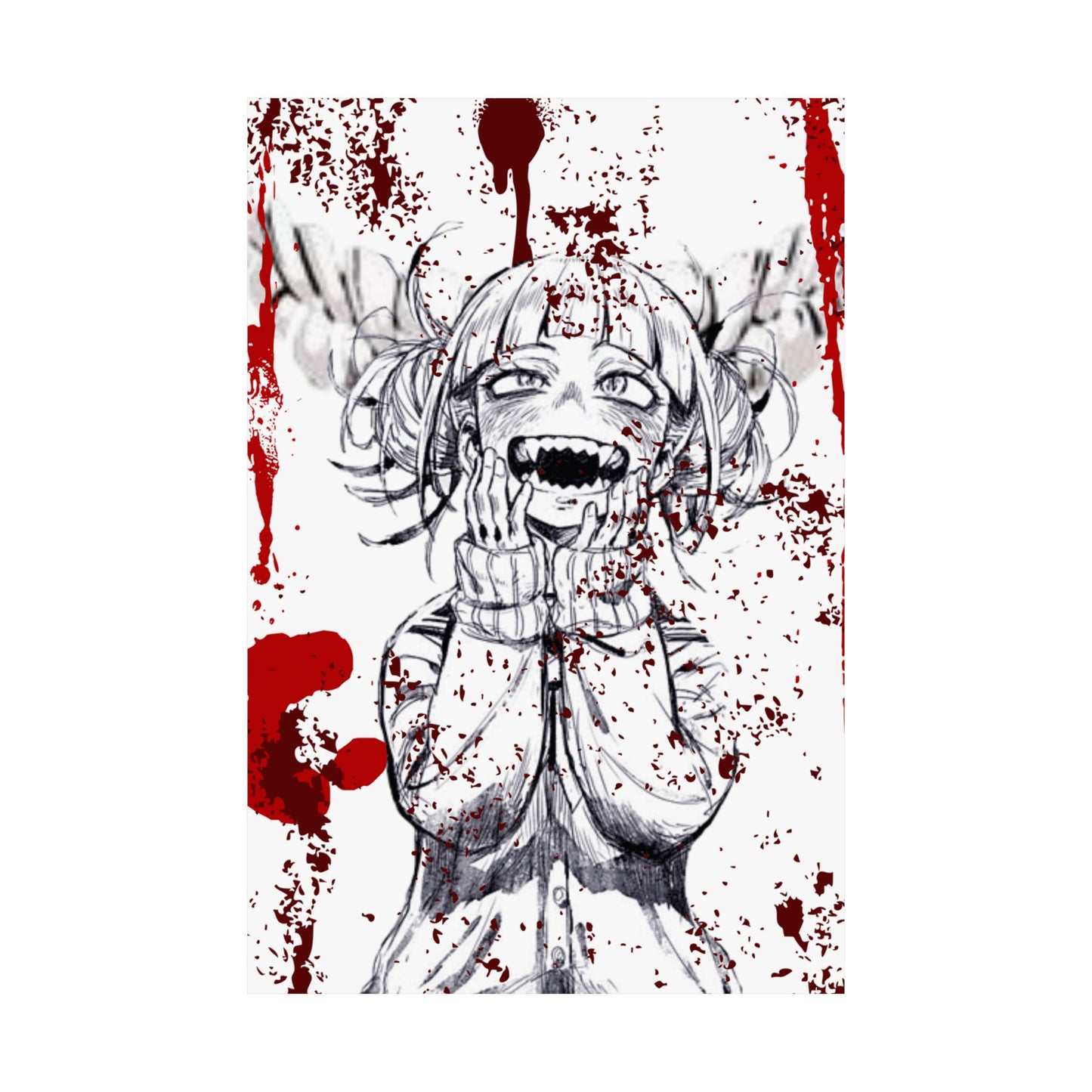 Horror Anime Poster — Bloody Smile Girl Satin Print