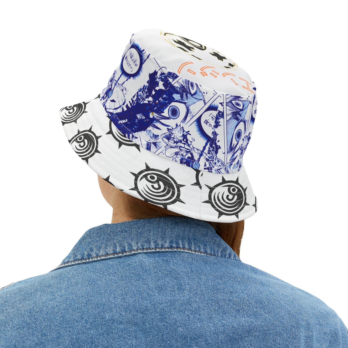 Anime Manga Panel Bucket Hat — Blue Graphic All-Over Print