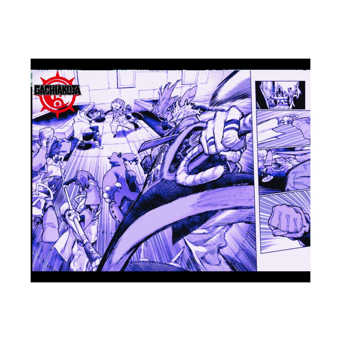 Gachiakauta Fight Scene Matte Horizontal Poster | Action Manga Wall Art