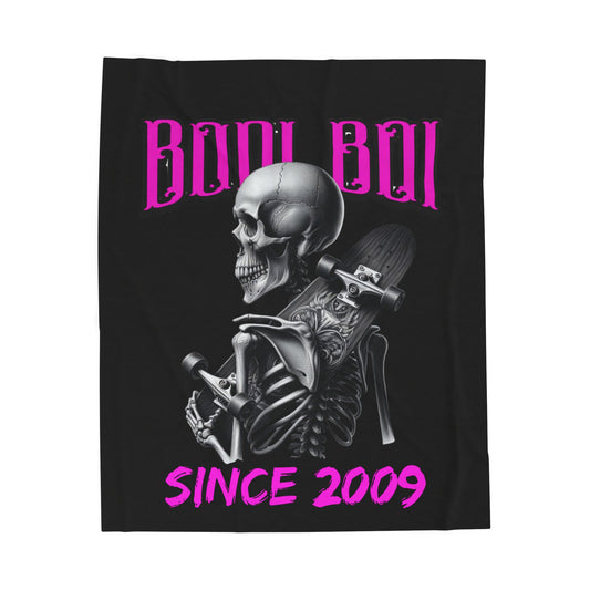 Skeleton Skateboarder Plush Blanket, Cozy Throw for Halloween, Gifts for Skaters