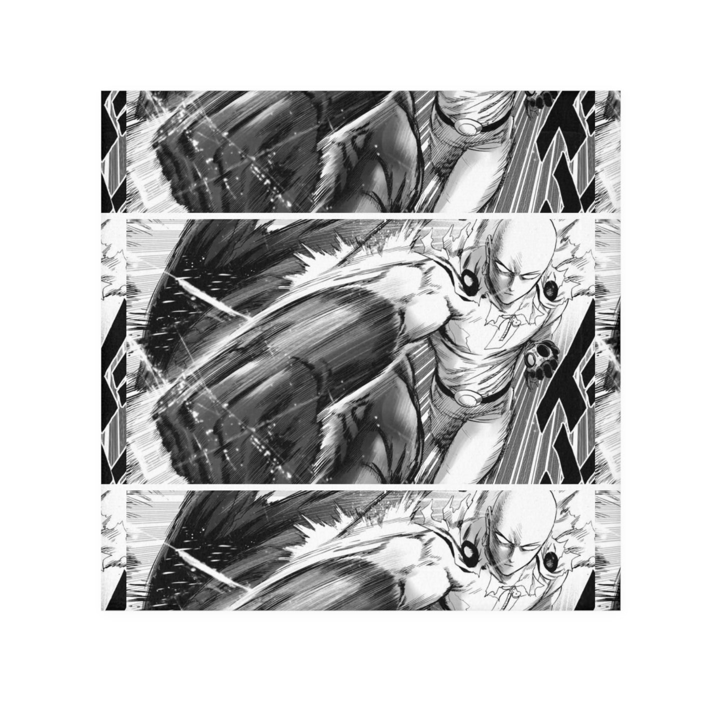 One Punch face towel | Anime Saitama manga panel, black white action print
