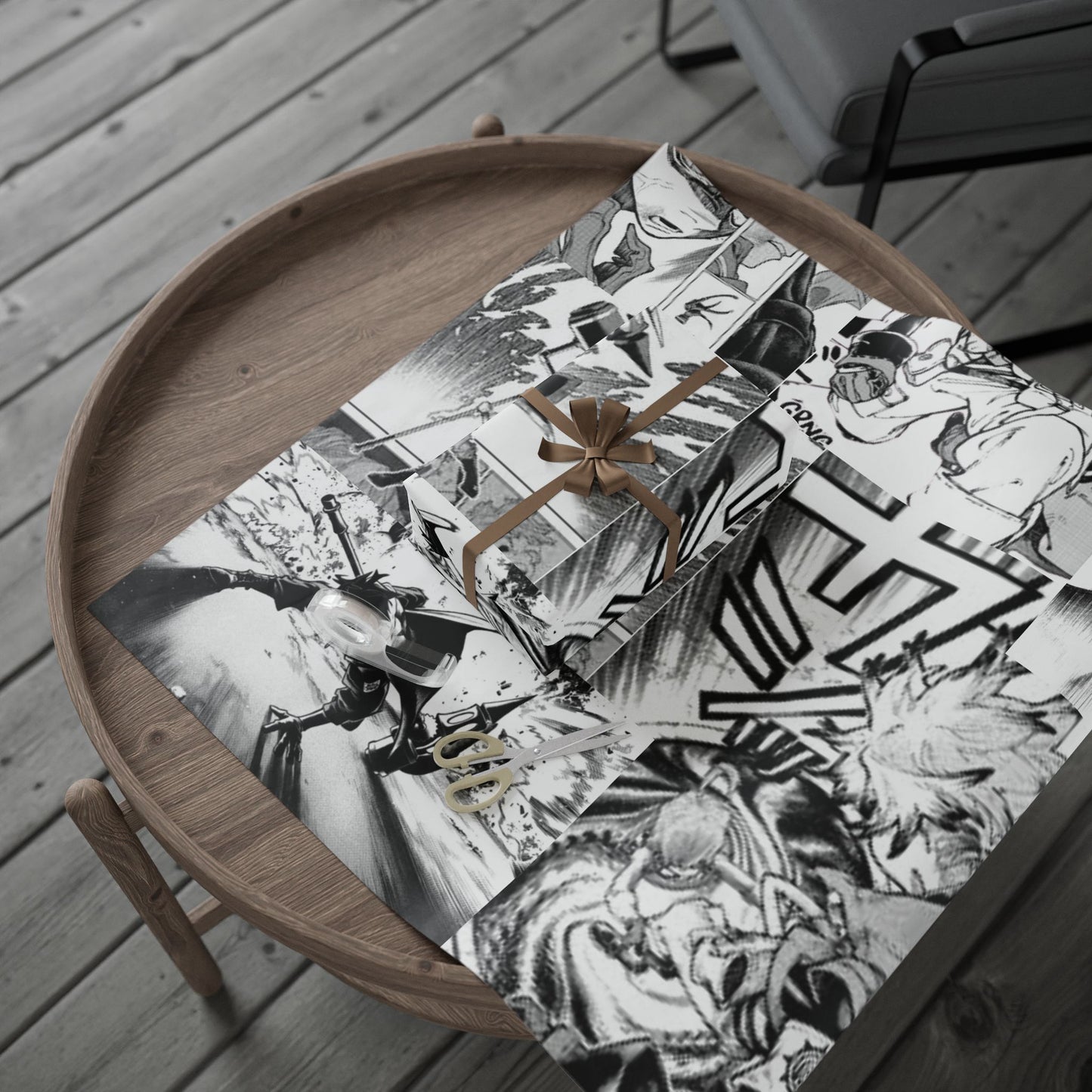 Gachiakuta Black White Abstract Marble Wrapping Papers | Modern Gift Wrap Roll