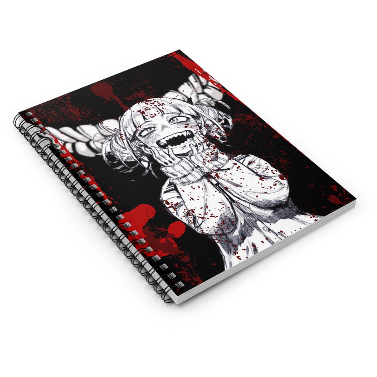 Horror Manga Spiral Notebook — Bloody Anime Girl Design (Ruled)