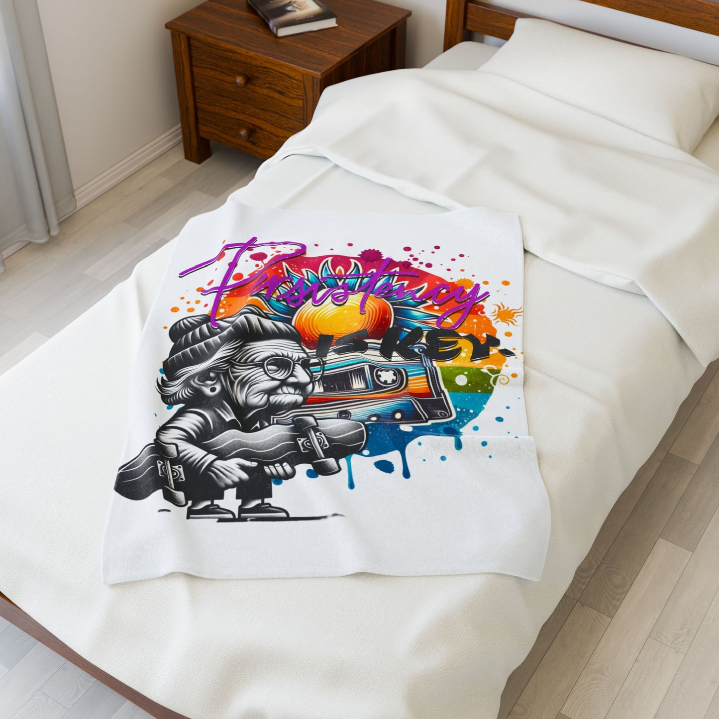 Colorful Skateboarder Velveteen Plush Blanket, Cozy