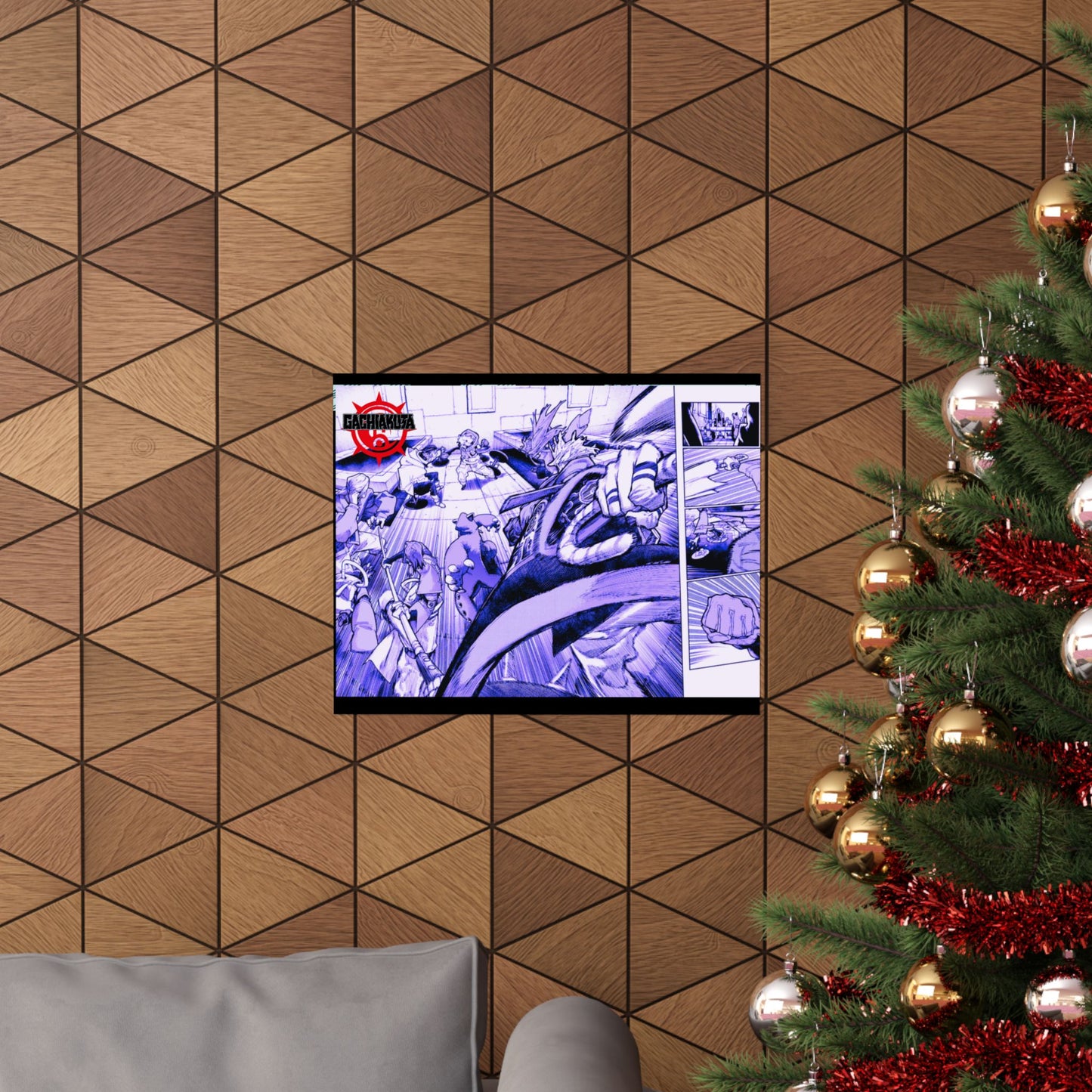 Gachiakauta Fight Scene Matte Horizontal Poster | Action Manga Wall Art