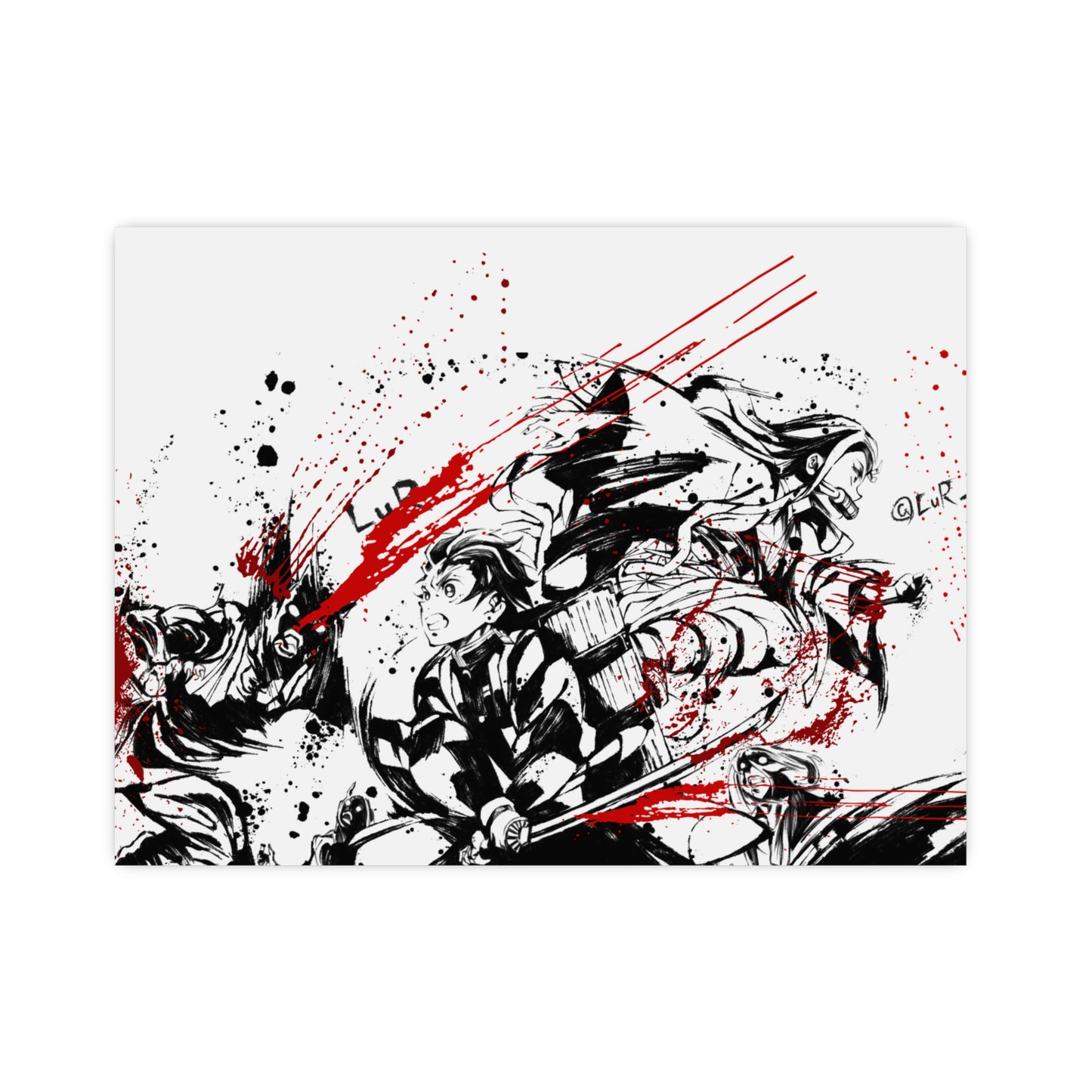 Demon Slayer Ink-Splash Matte Poster — Dynamic Anime Wall Art (Vertical & Horizontal)