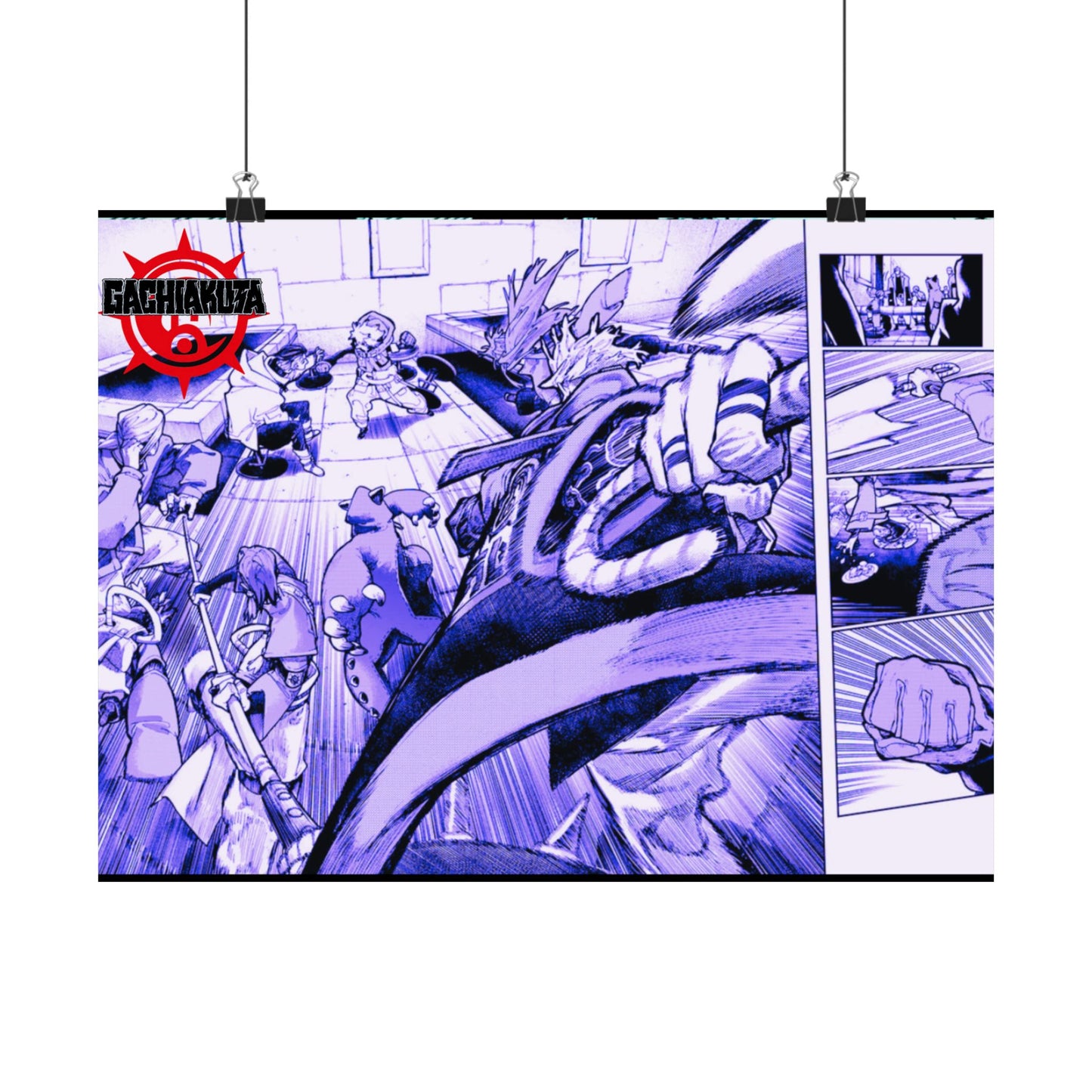Gachiakauta Fight Scene Matte Horizontal Poster | Action Manga Wall Art