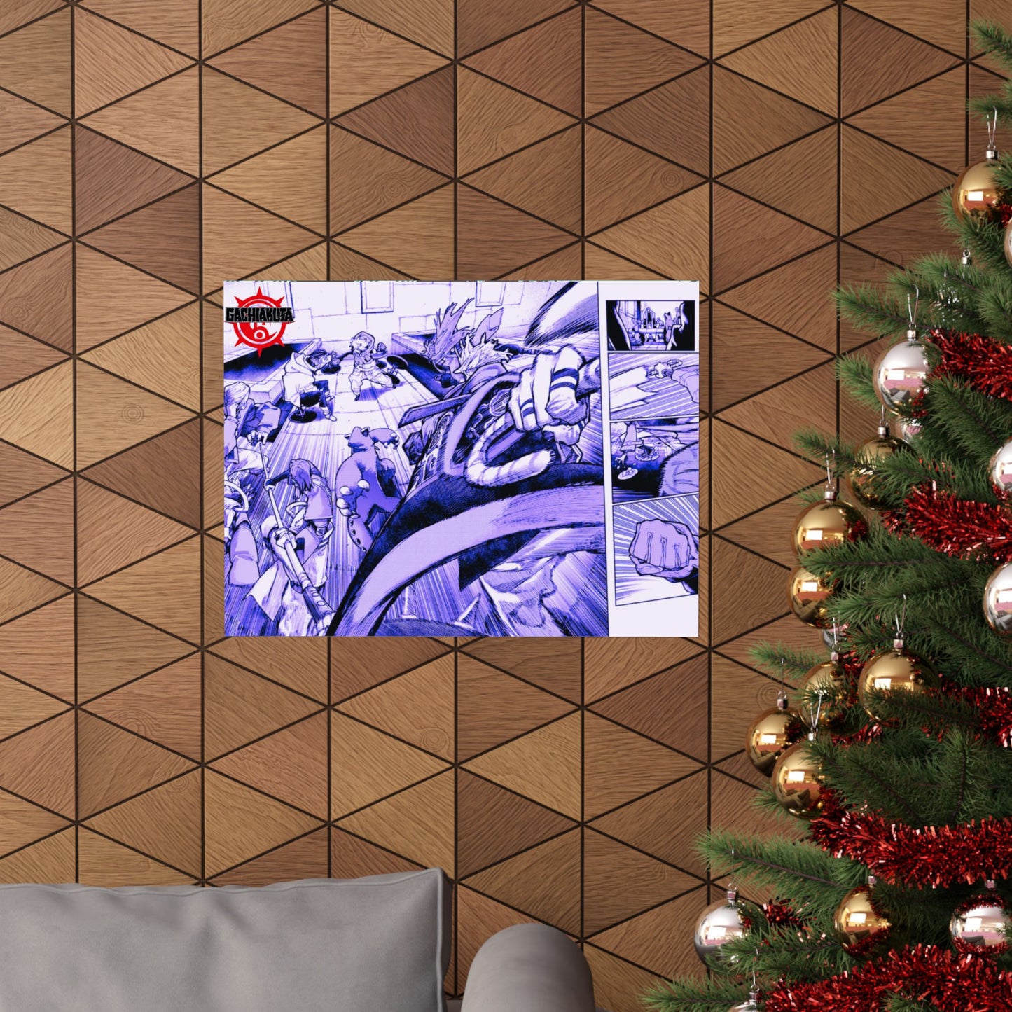 Gachiakauta Fight Scene Matte Horizontal Poster | Action Manga Wall Art