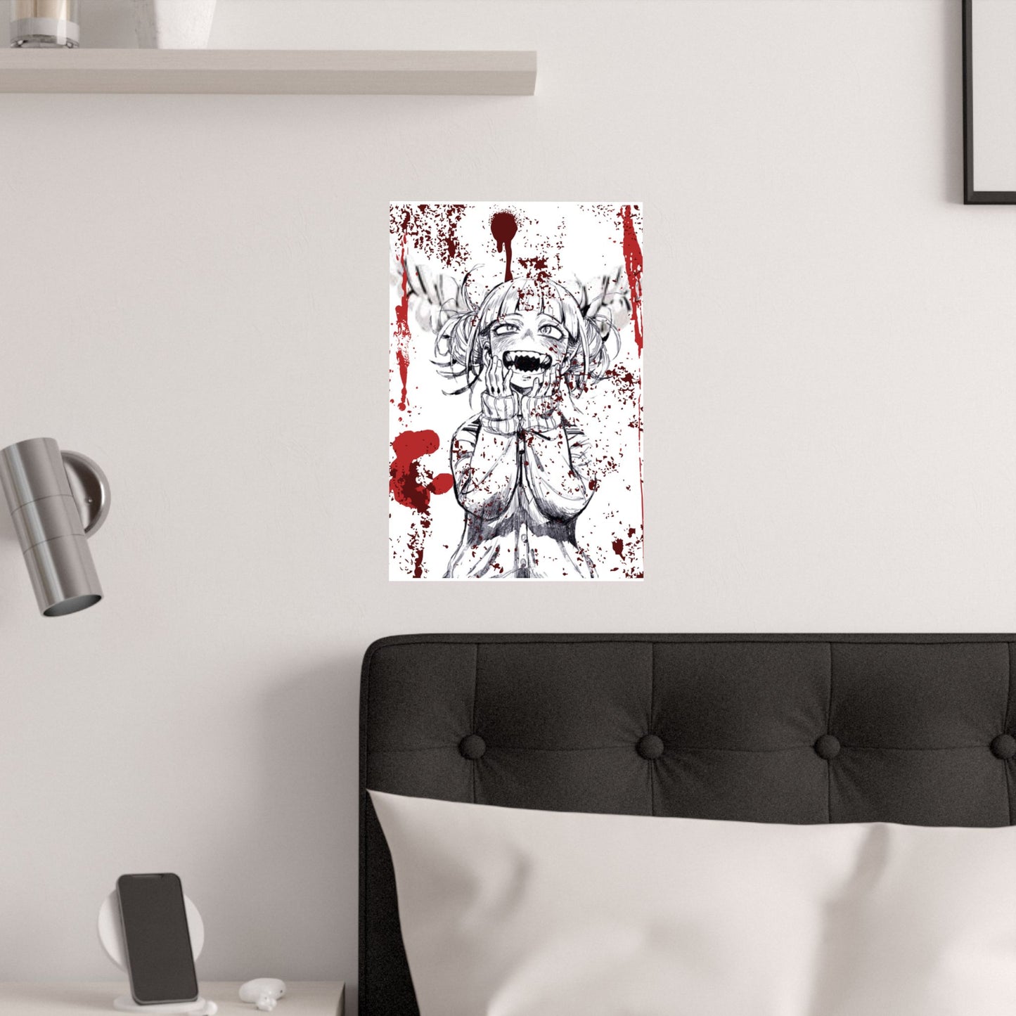 Horror Anime Poster — Bloody Smile Girl Satin Print