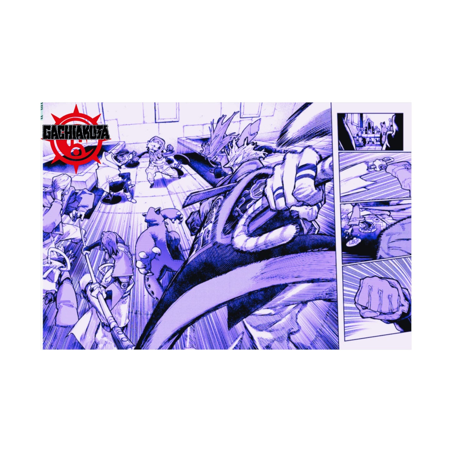 Gachiakauta Fight Scene Matte Horizontal Poster | Action Manga Wall Art