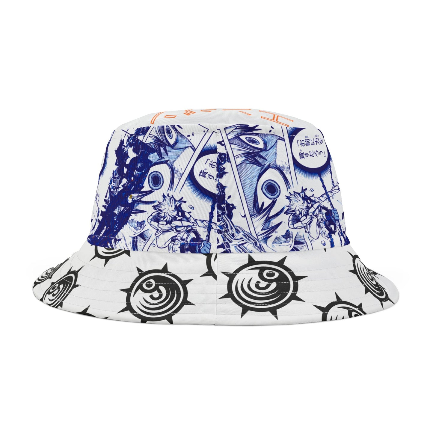 Anime Manga Panel Bucket Hat — Blue Graphic All-Over Print