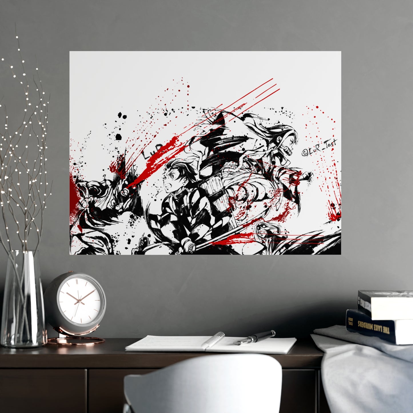 Demon Slayer Ink-Splash Matte Poster — Dynamic Anime Wall Art (Vertical & Horizontal)