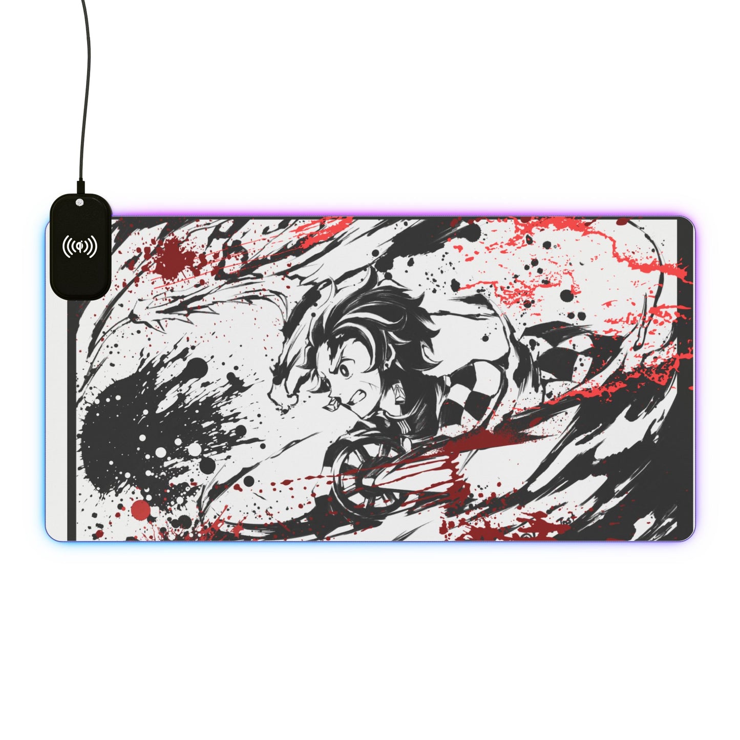 LED Gaming Mouse Pad with Wireless Charger — Anime Demon Slayer Design
