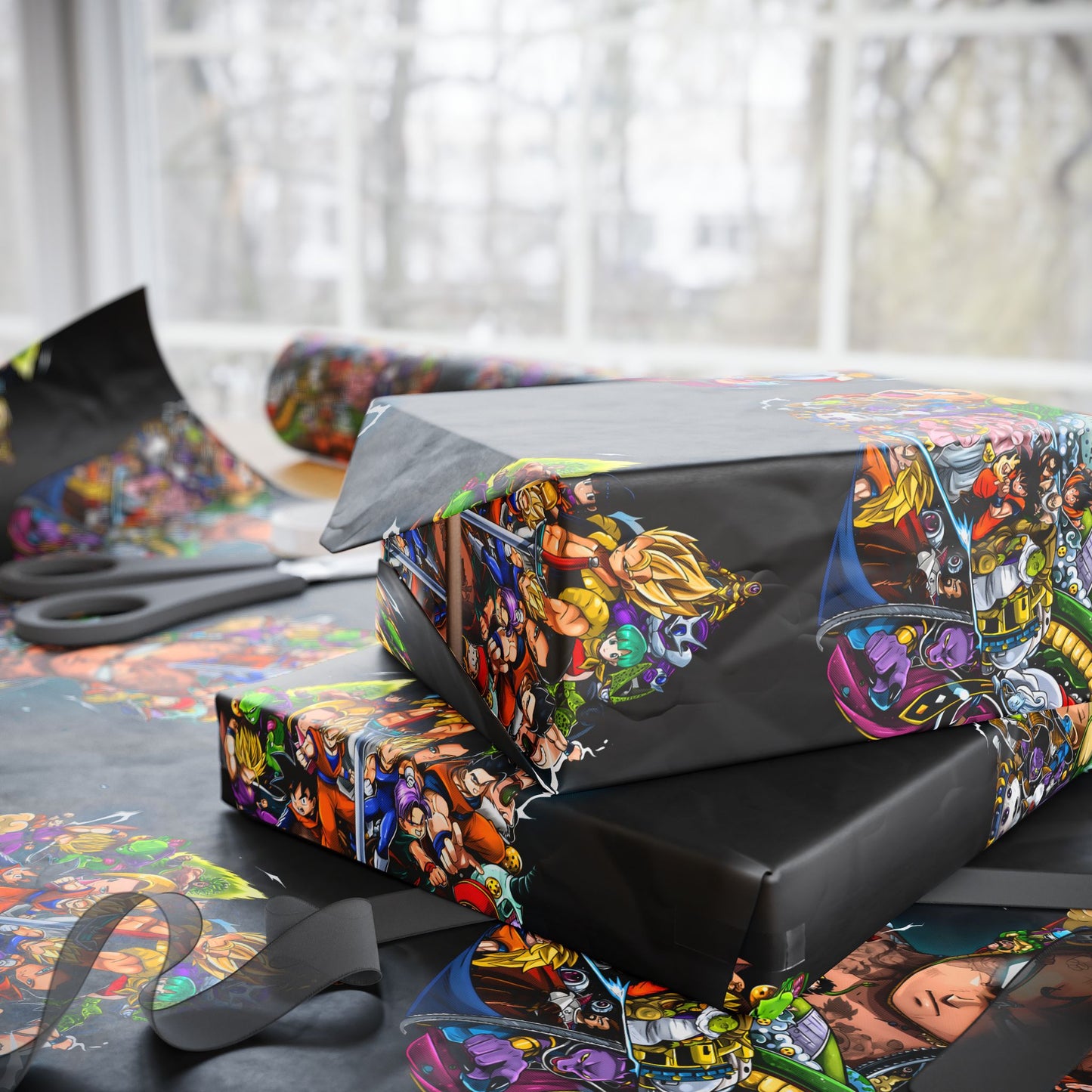 Wrapping Paper Roll — Colorful Anime Collage Gift Wrap