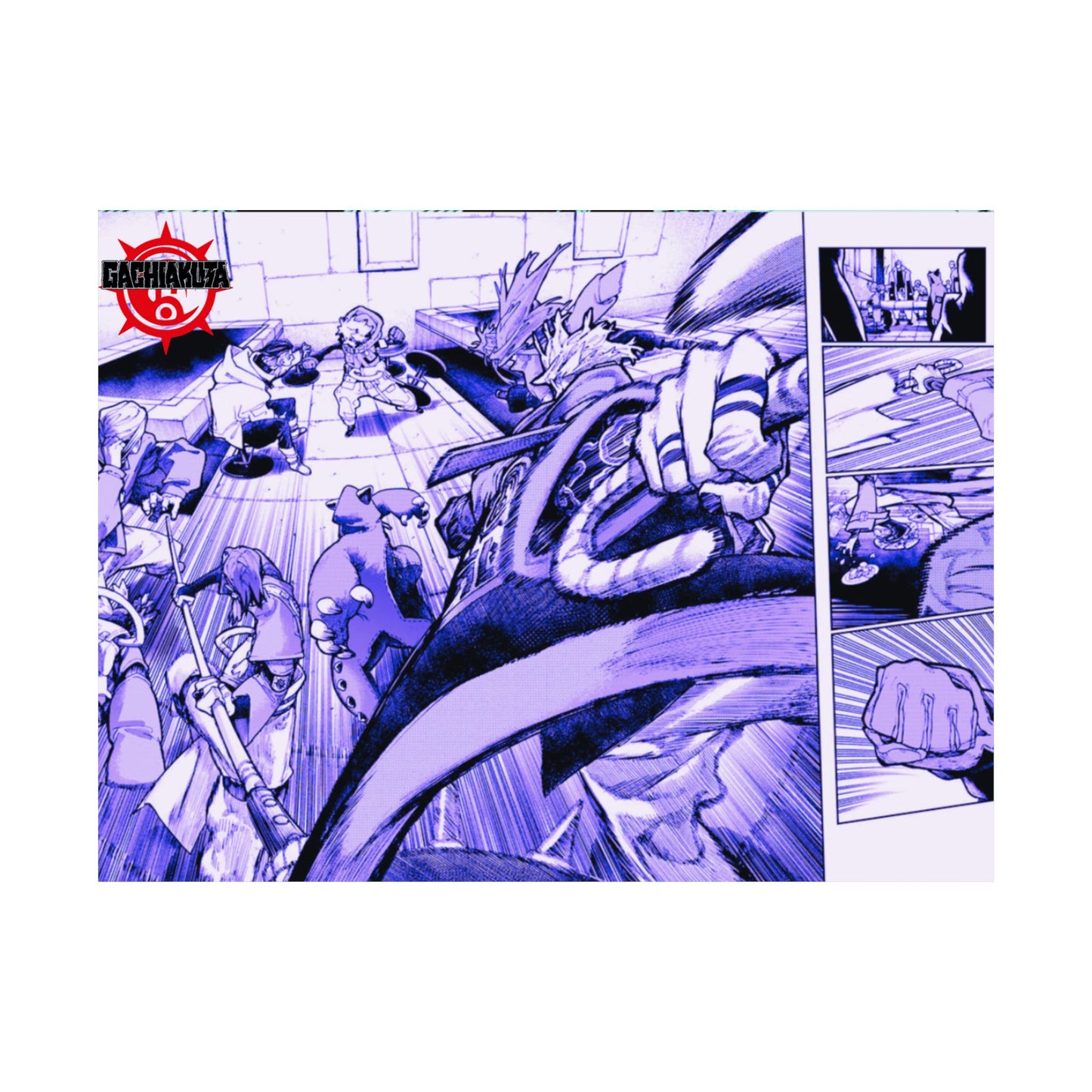 Gachiakauta Fight Scene Matte Horizontal Poster | Action Manga Wall Art