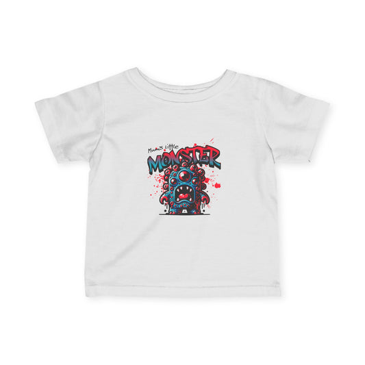 Blue Cute Monster Infant Tee | Cartoon Monster Graphic, Playful Kids Shirt