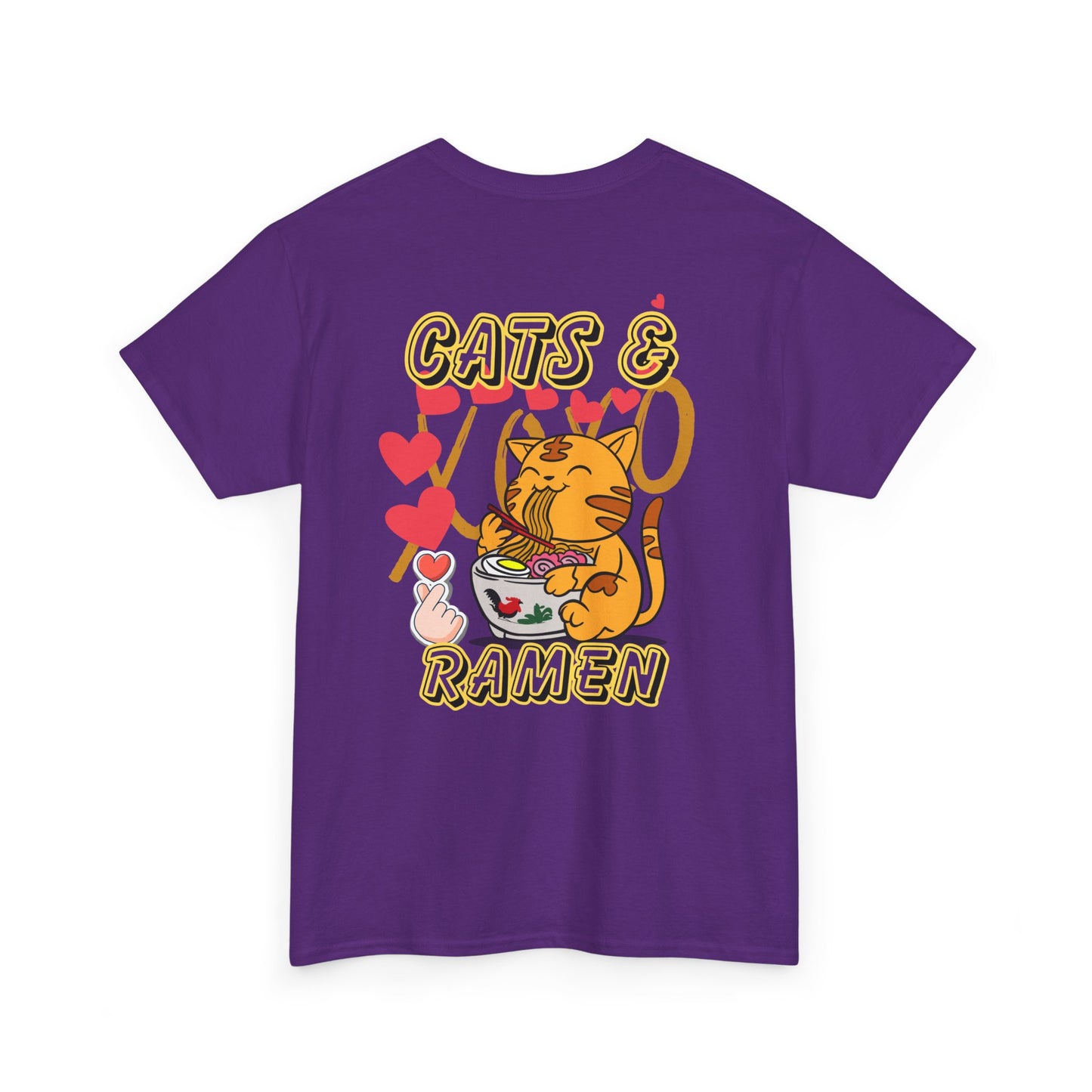 Cat Eating Ramen Unisex Heavy Cotton Tee, Cat Lover Gift, Unique Shirt, Gift for Cat Lovers, Cute Cat Apparel, Ramen Shirt, Black Cat Shirt,