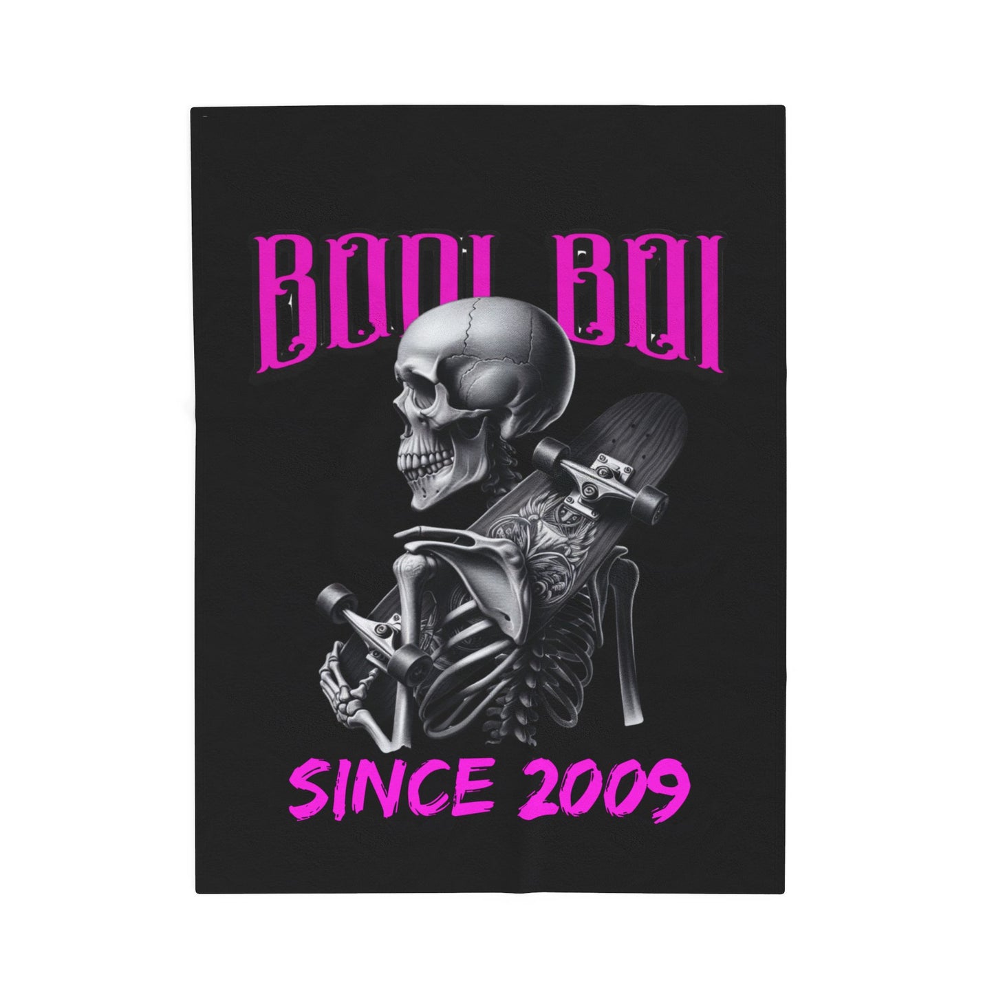 Skeleton Skateboarder Plush Blanket, Cozy Throw for Halloween, Gifts for Skaters