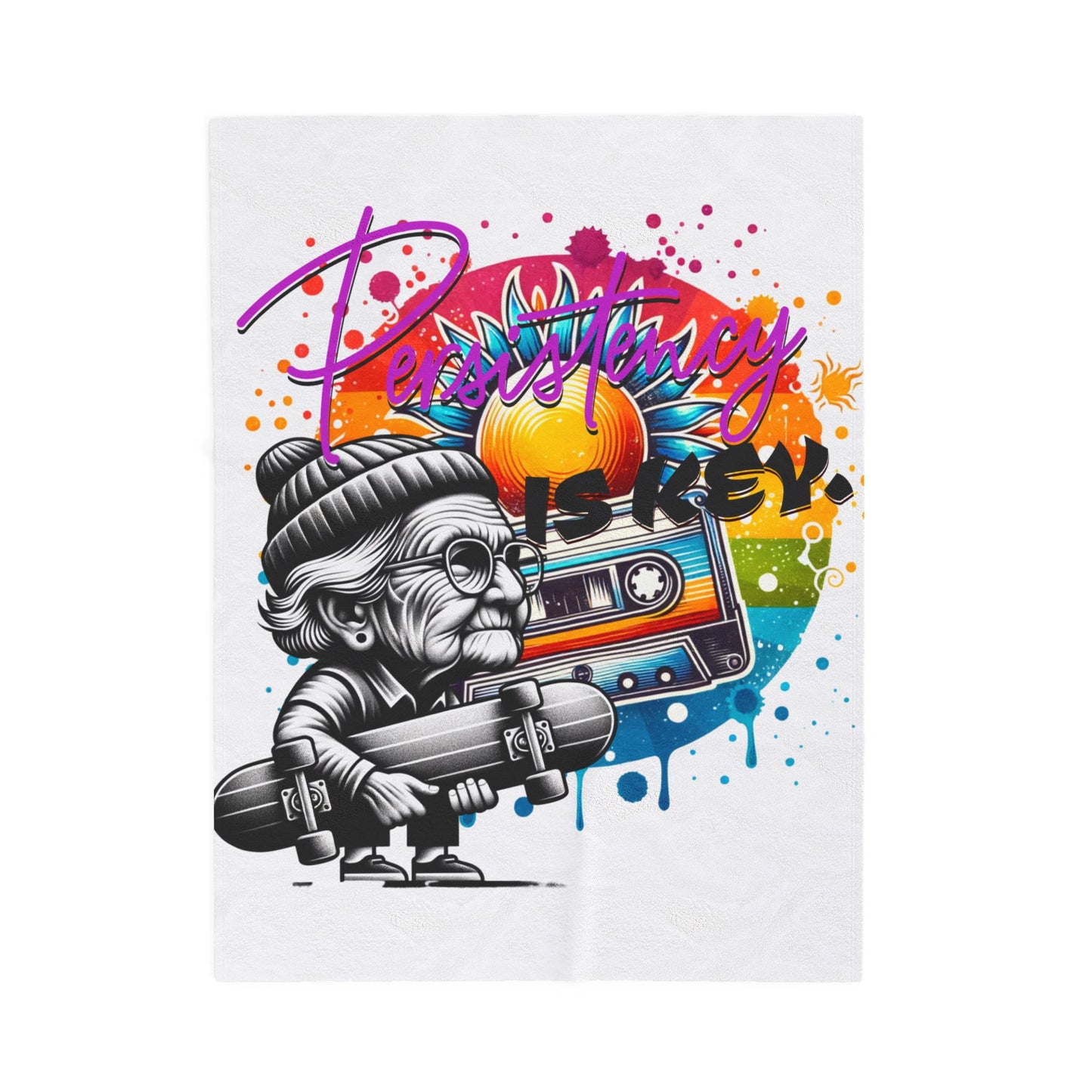 Colorful Skateboarder Velveteen Plush Blanket, Cozy