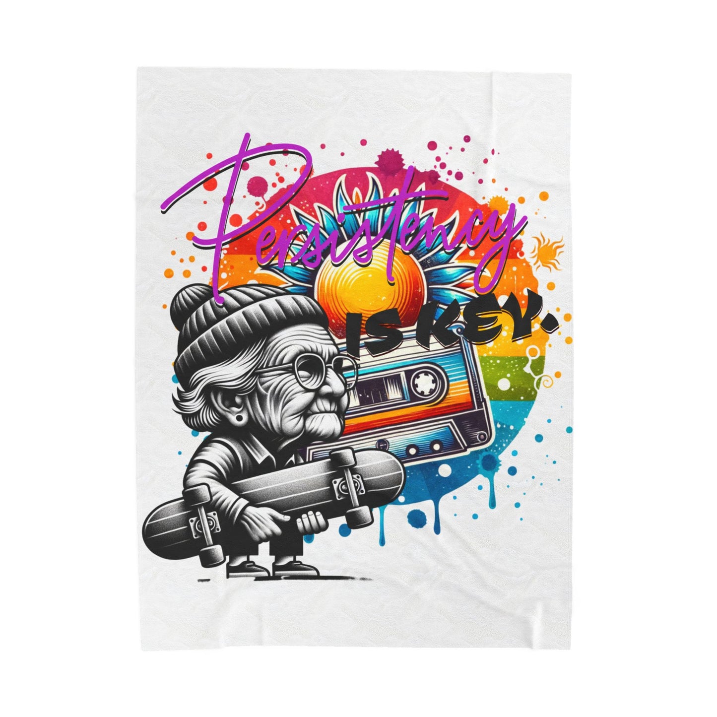 Colorful Skateboarder Velveteen Plush Blanket, Cozy