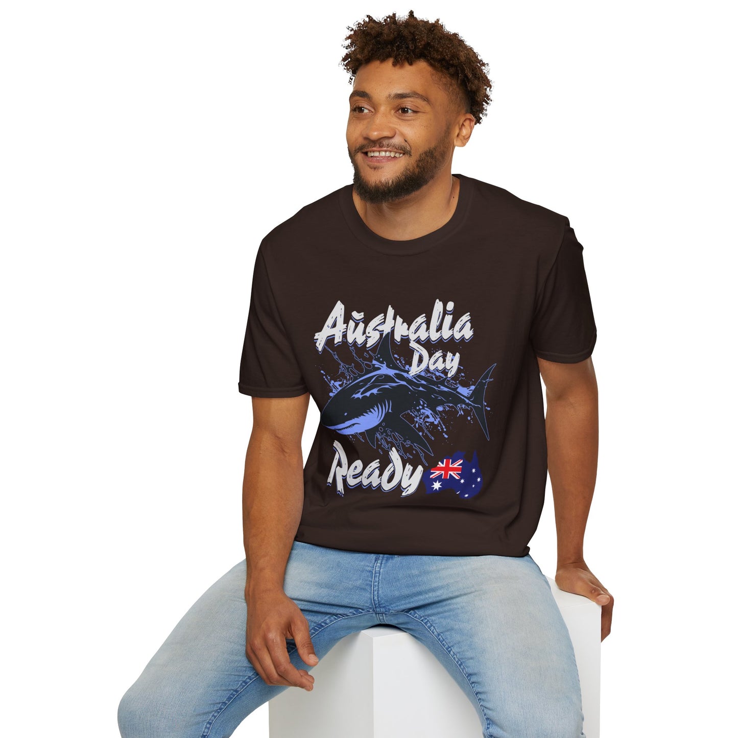Australia Day Ready T-Shirt — Shark & Aussie Flag Celebration Tee