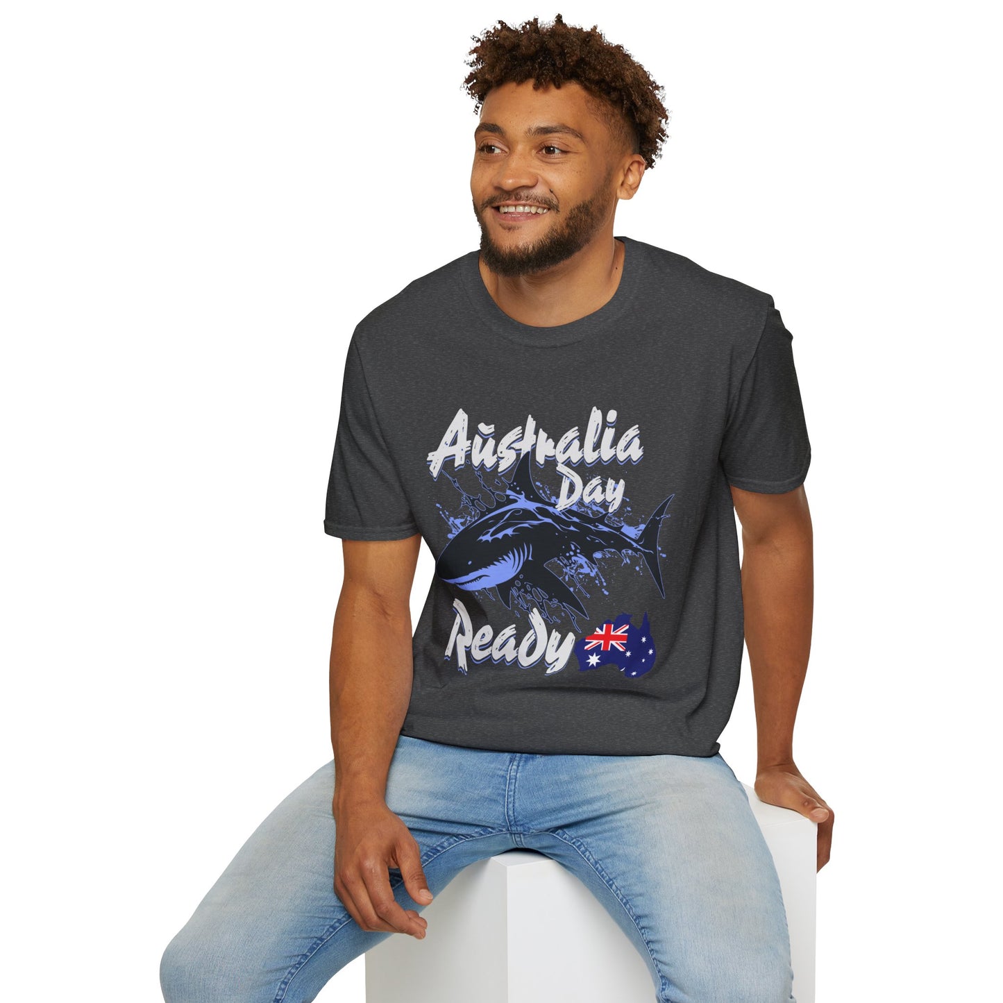 Australia Day Ready T-Shirt — Shark & Aussie Flag Celebration Tee