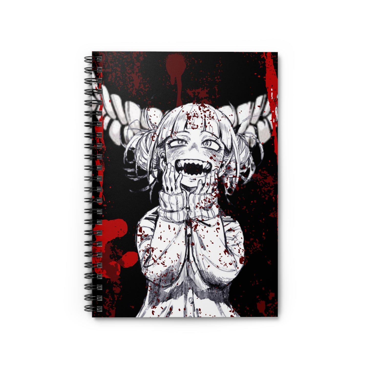 Horror Manga Spiral Notebook — Bloody Anime Girl Design (Ruled)