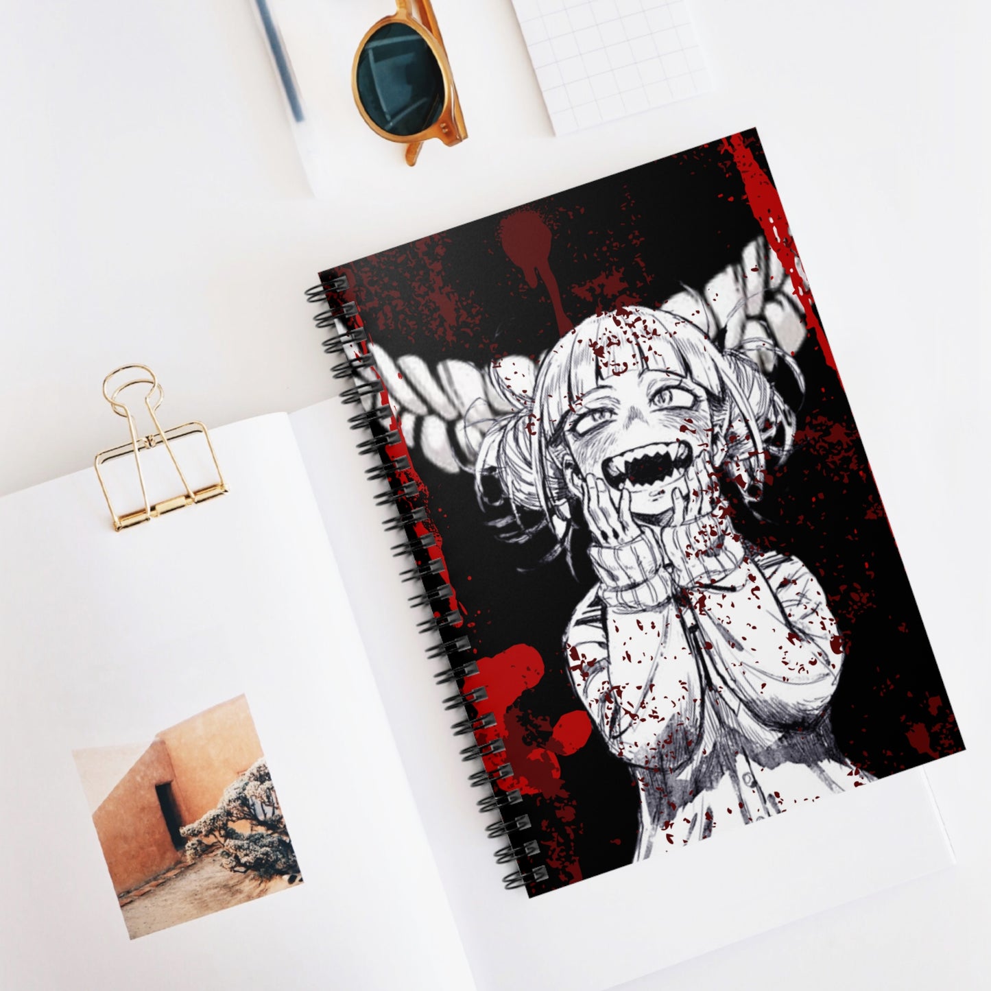 Horror Manga Spiral Notebook — Bloody Anime Girl Design (Ruled)