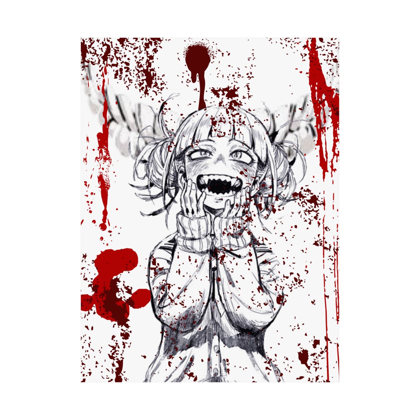 Horror Anime Poster — Bloody Smile Girl Satin Print