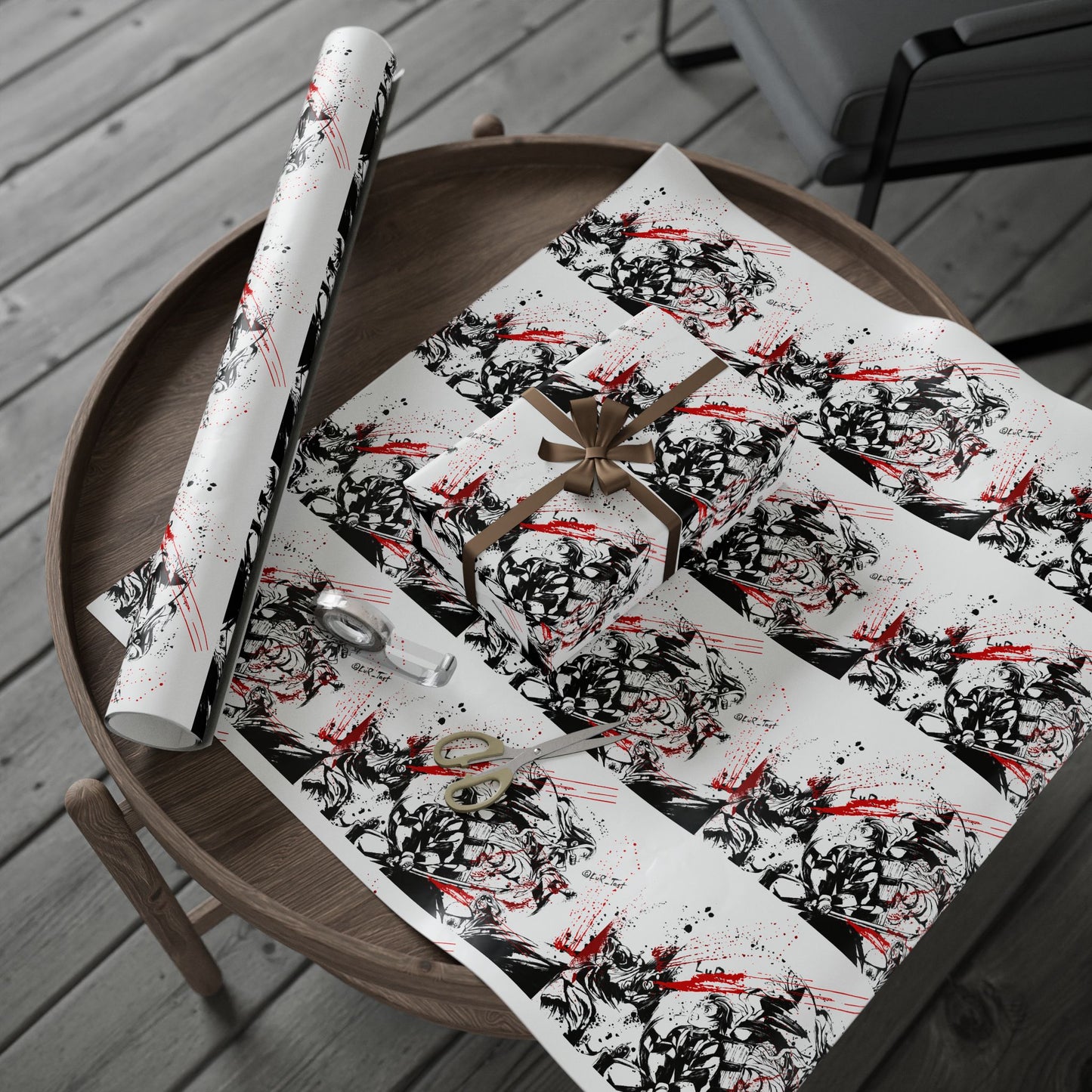 Wrapping Paper — Gothic Skull & Roses Gift Wrap (Halloween Valentine Crossover)