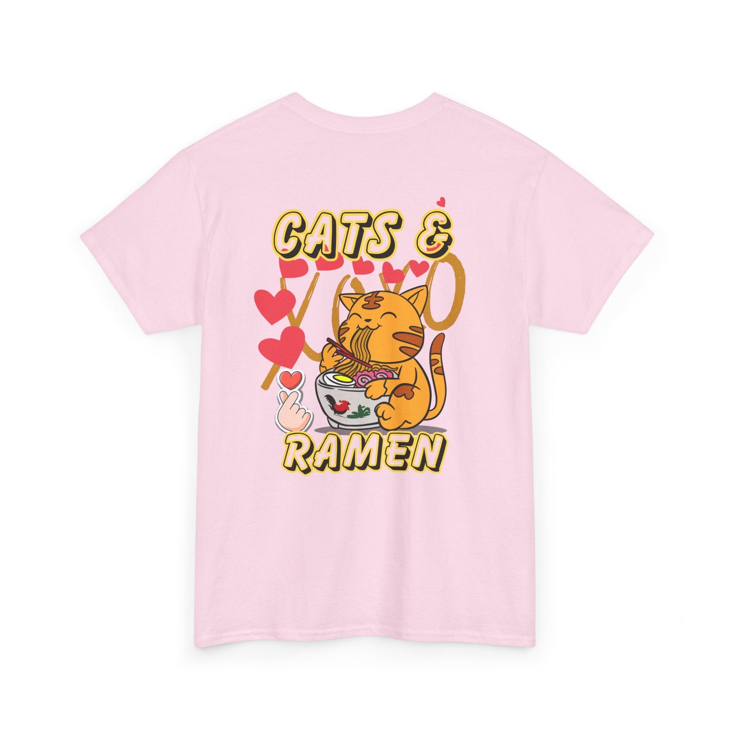 Cat Eating Ramen Unisex Heavy Cotton Tee, Cat Lover Gift, Unique Shirt, Gift for Cat Lovers, Cute Cat Apparel, Ramen Shirt, Black Cat Shirt,