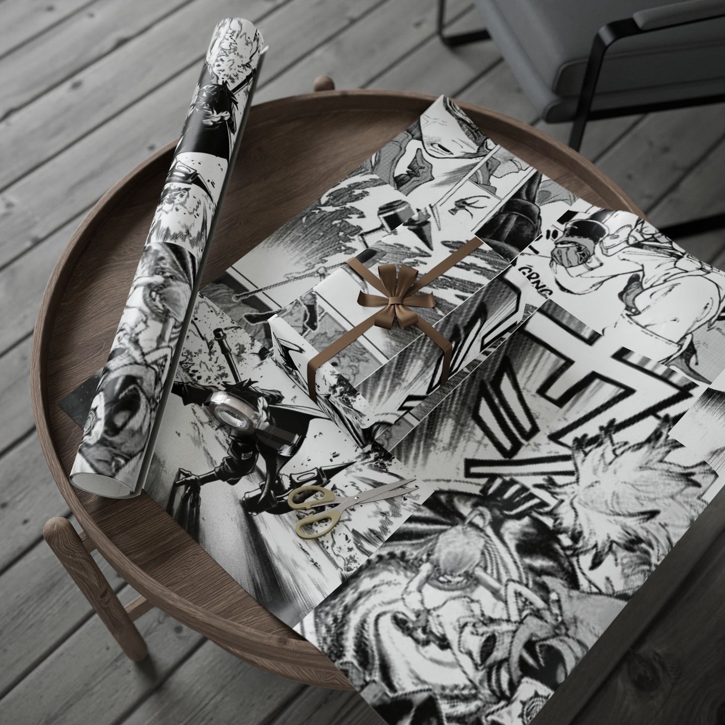 Gachiakuta Black White Abstract Marble Wrapping Papers | Modern Gift Wrap Roll