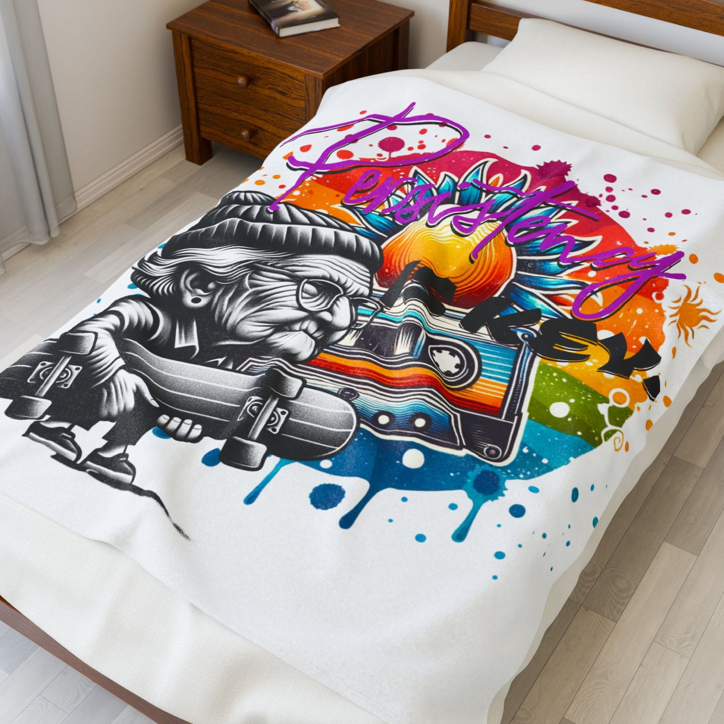 Colorful Skateboarder Velveteen Plush Blanket, Cozy