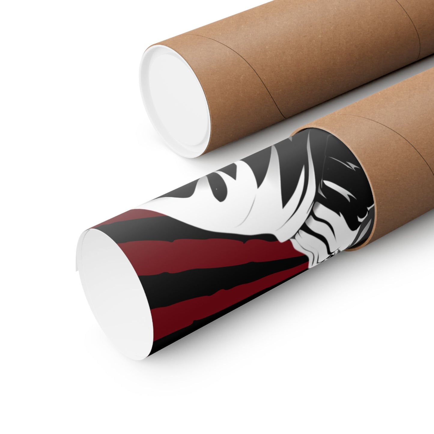 Matte Poster — Stylized Anime Ninja Portrait (Red Sunburst)