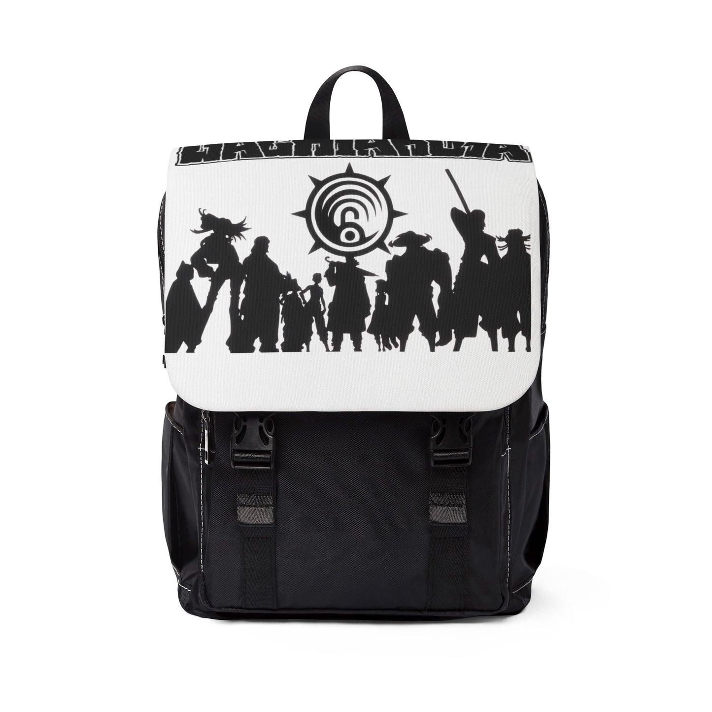 Gachiakuta Silhouette Crew Backpack  Black White Symbol Flap Backpack